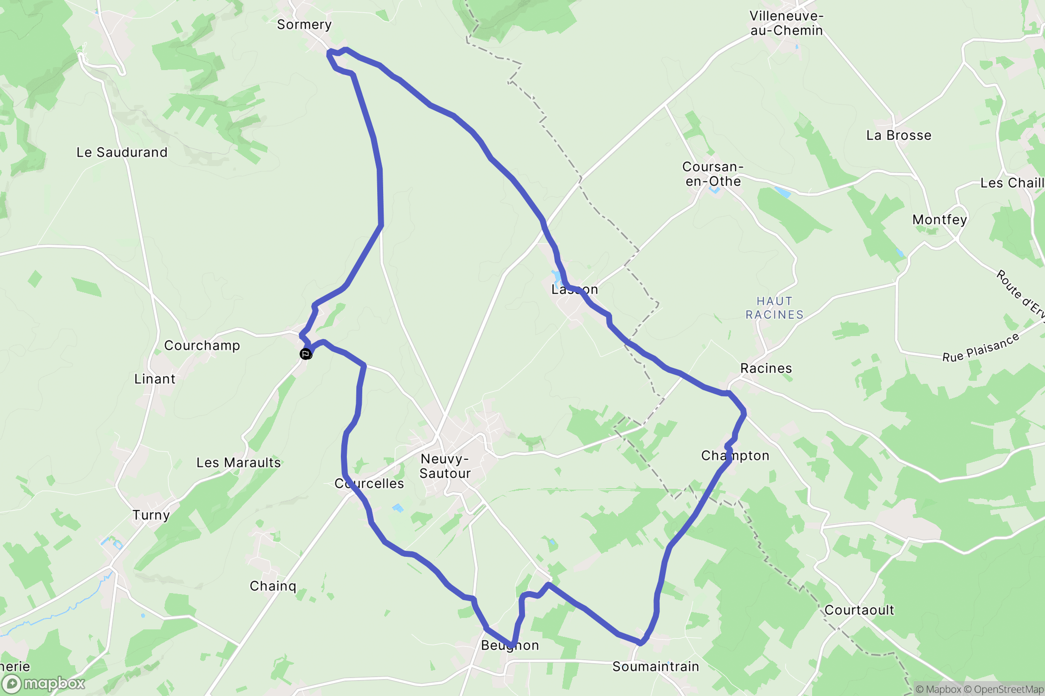 Neuvy-Sautour : carte du parcours de randonnée - France