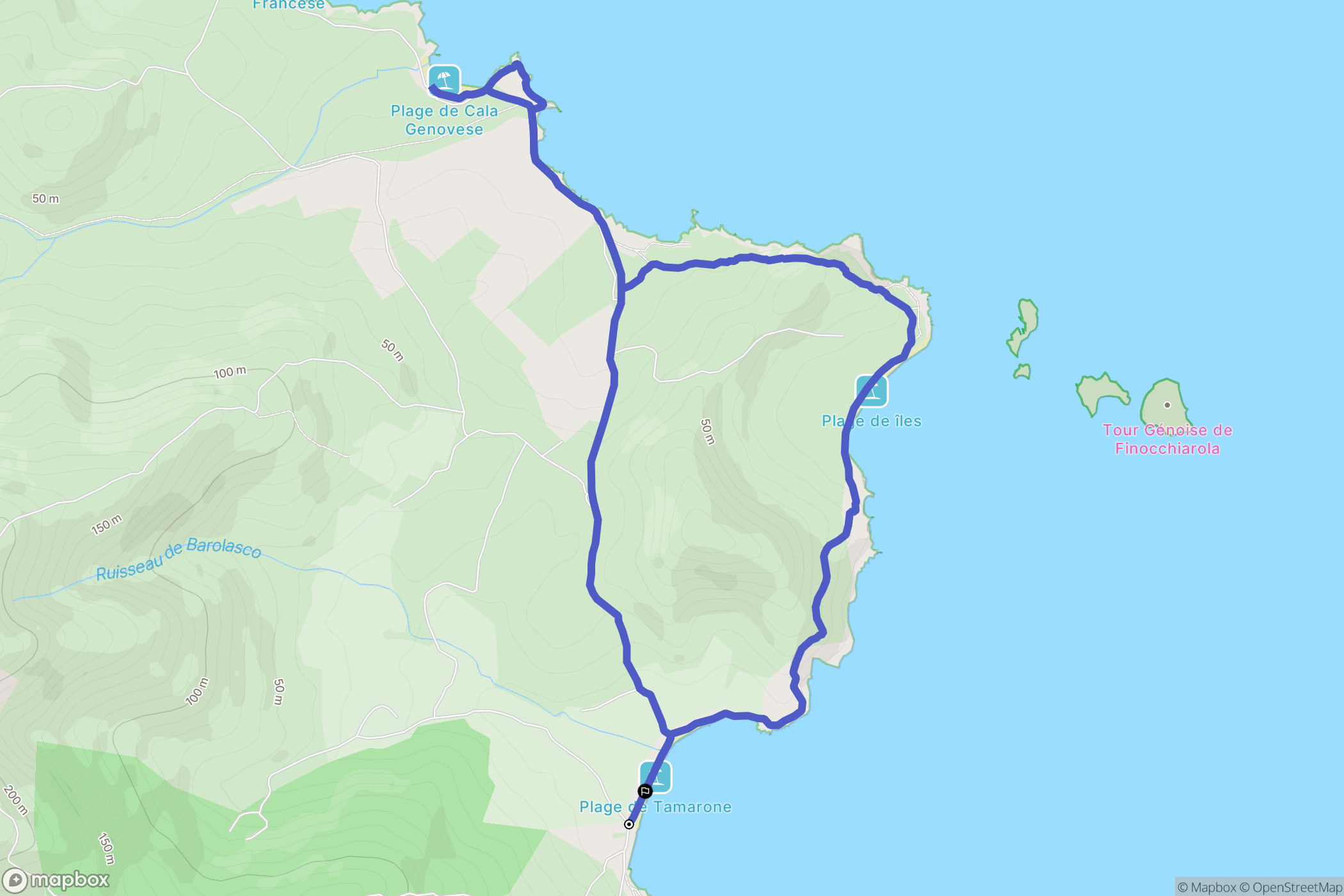 Rogliano : carte du parcours de randonnée - France