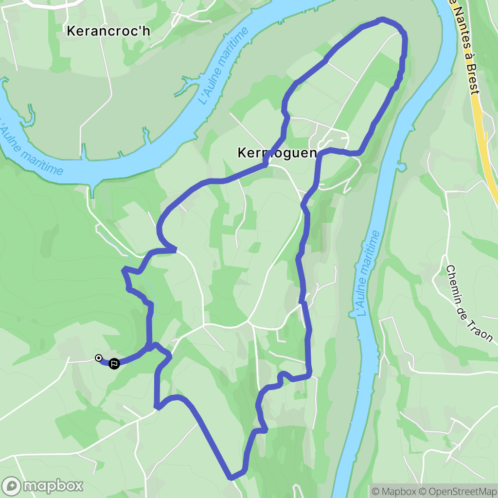 Dinéault : carte du parcours de randonnée - France