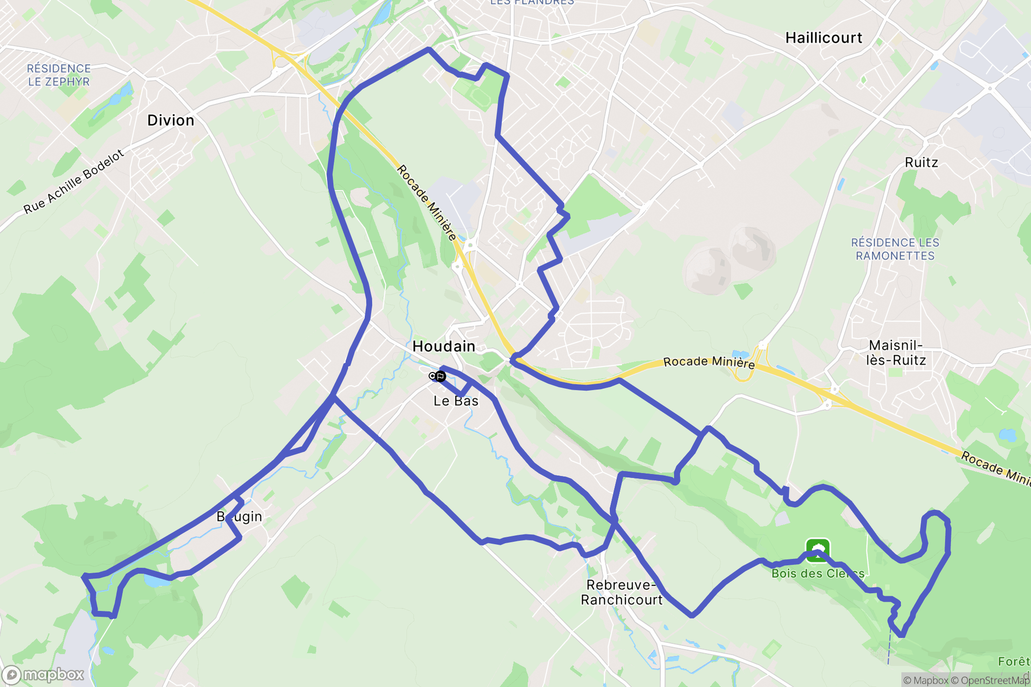 Houdain : carte du parcours de randonnée - France