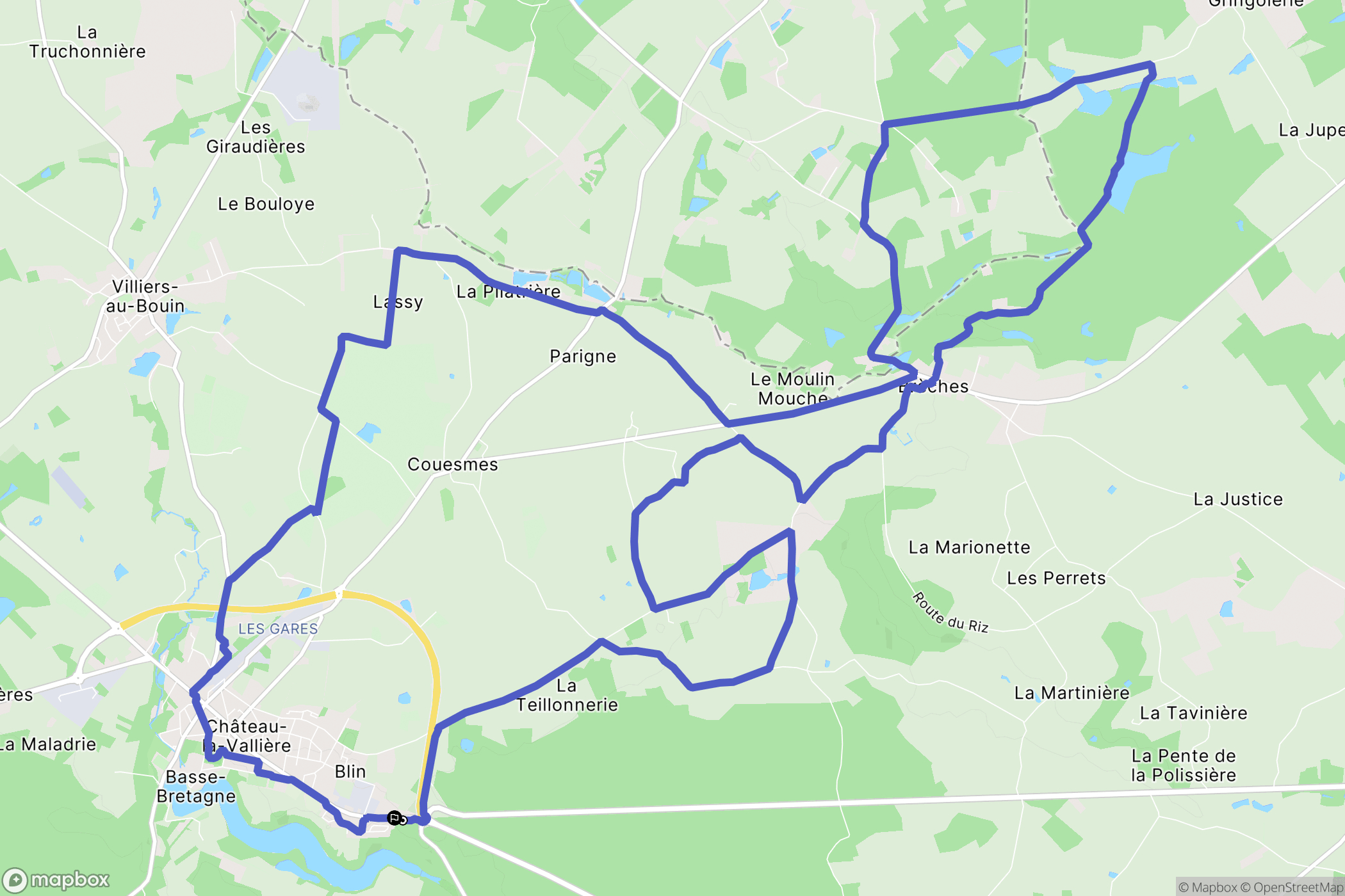Château-la-Vallière : carte du parcours de randonnée - France