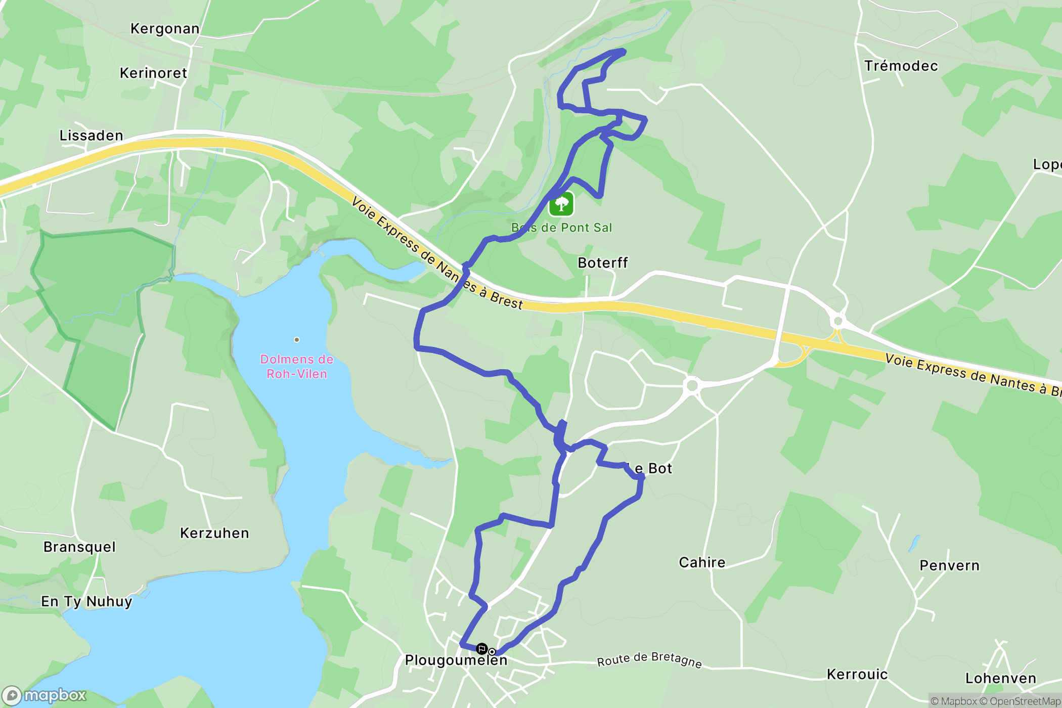 Plougoumelen : carte du parcours de randonnée - France
