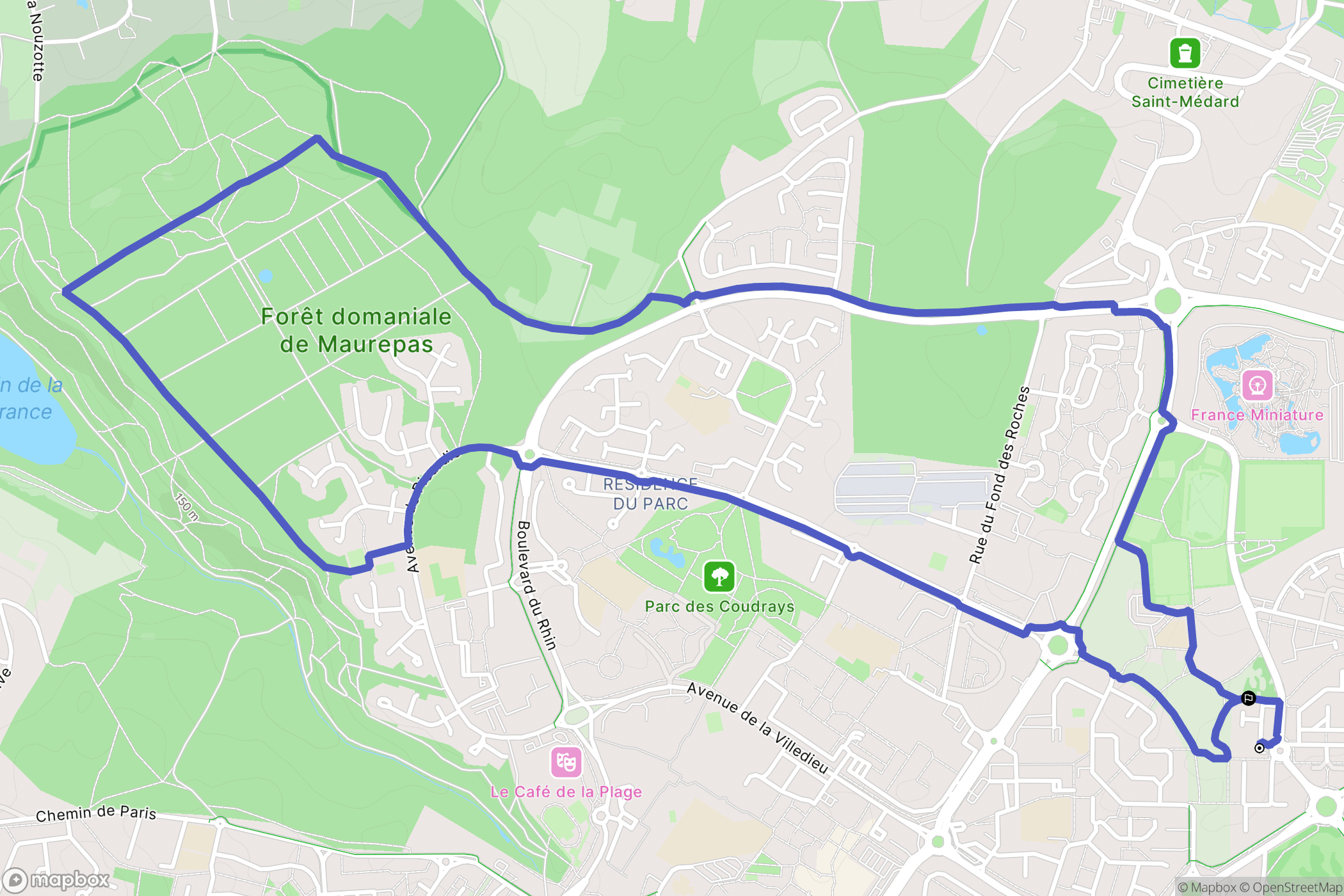 Élancourt : carte du parcours de randonnée - France