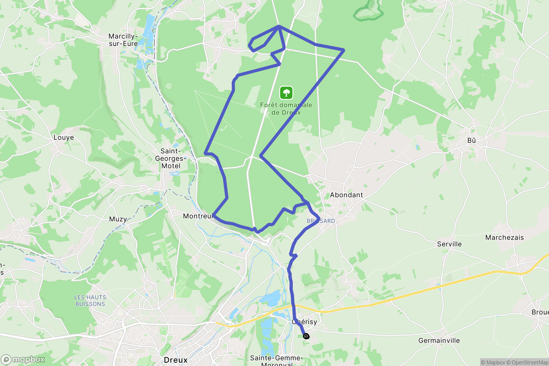 Sainte-Gemme-Moronval : carte du parcours de randonnée - France