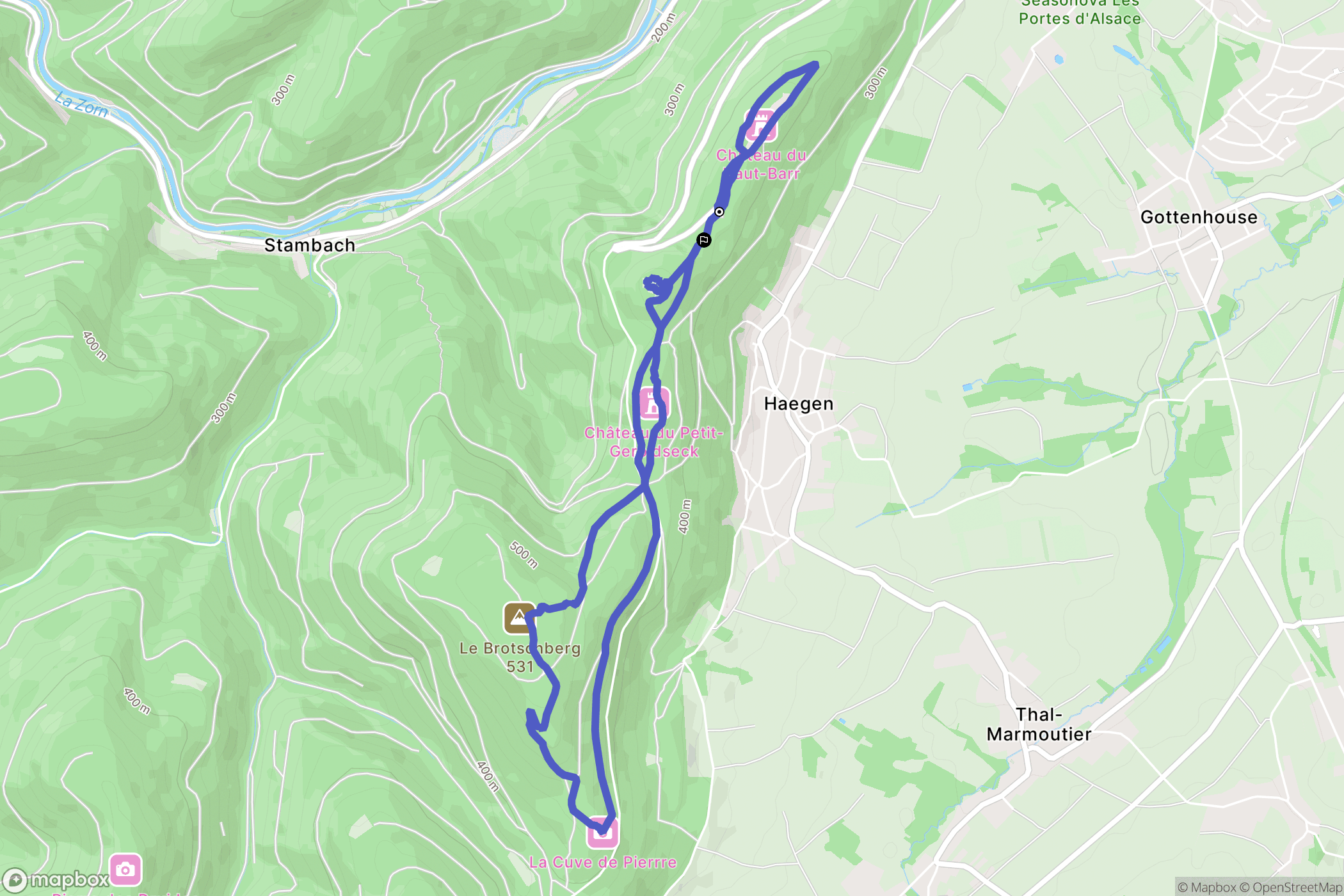 Haegen : carte du parcours de randonnée - France