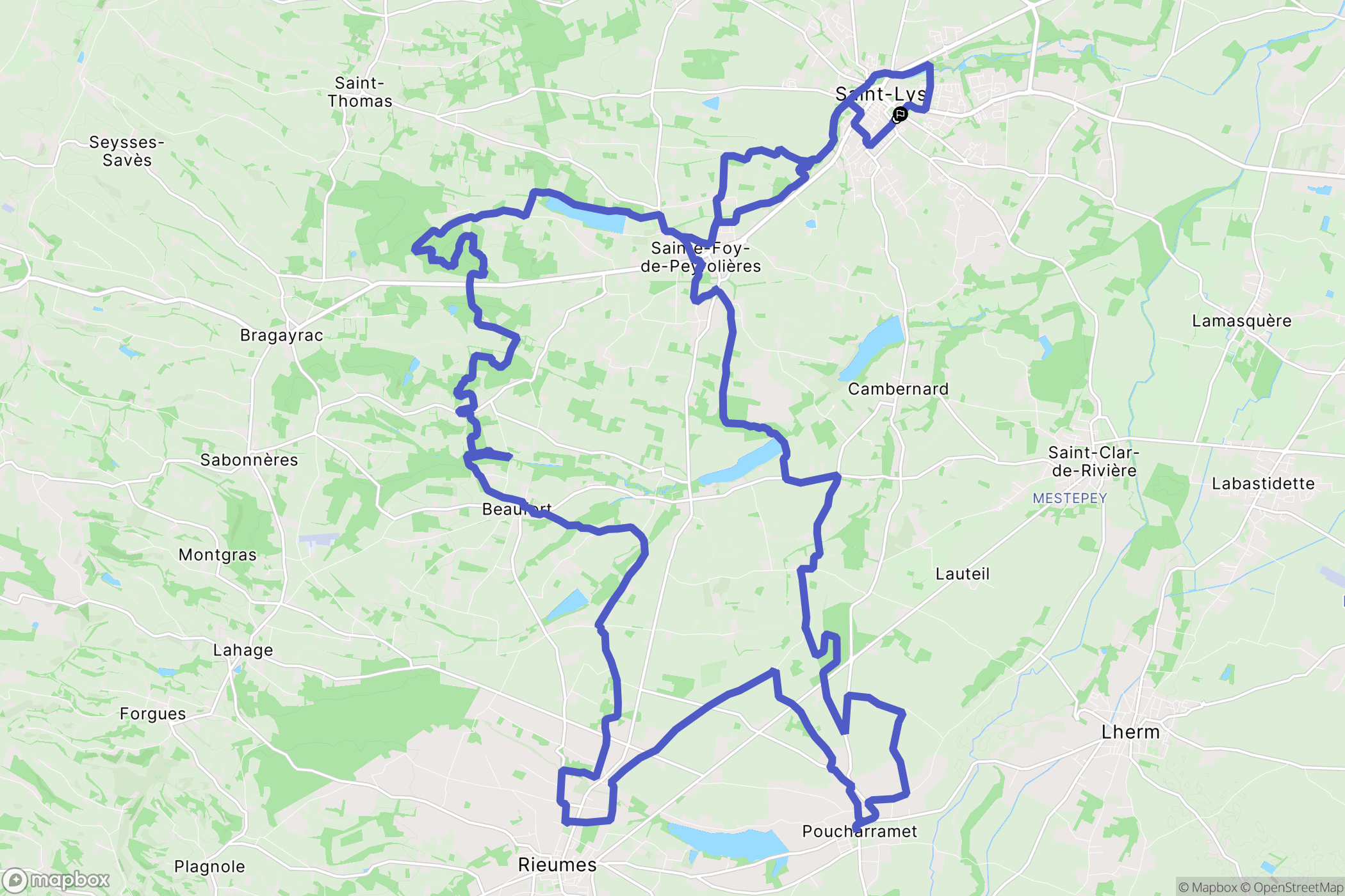 Saint-Lys : carte du parcours de randonnée - France
