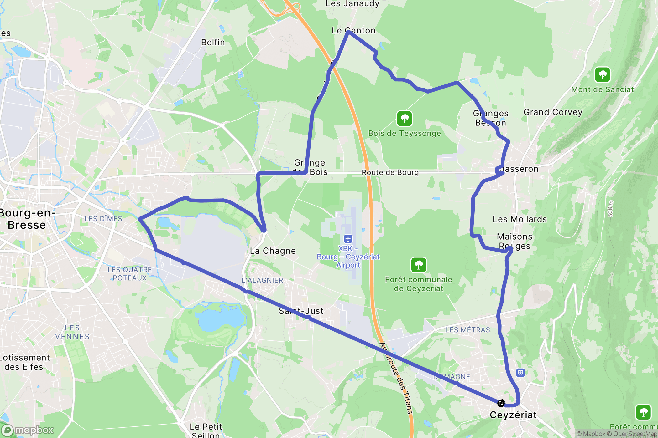 Ceyzériat : carte du parcours de randonnée - France