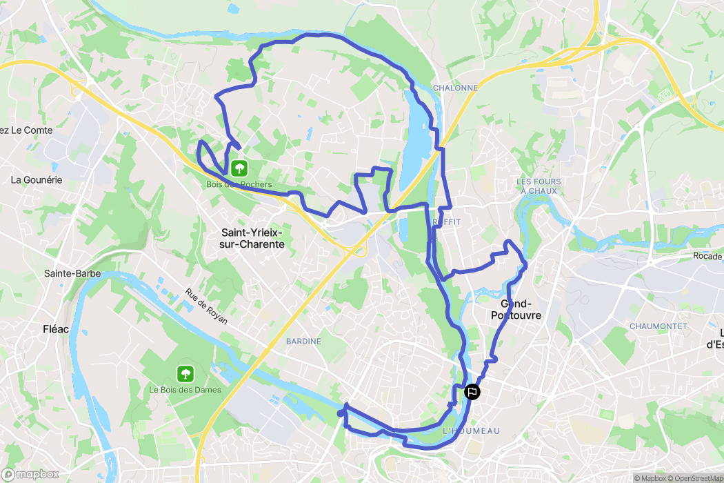 Angoulême : carte du parcours de randonnée - France