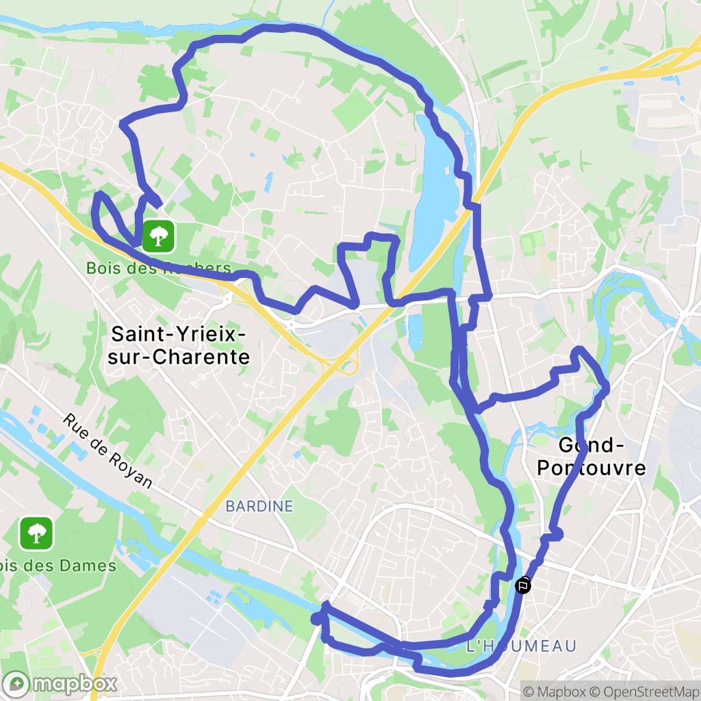 Angoulême : carte du parcours de randonnée - France