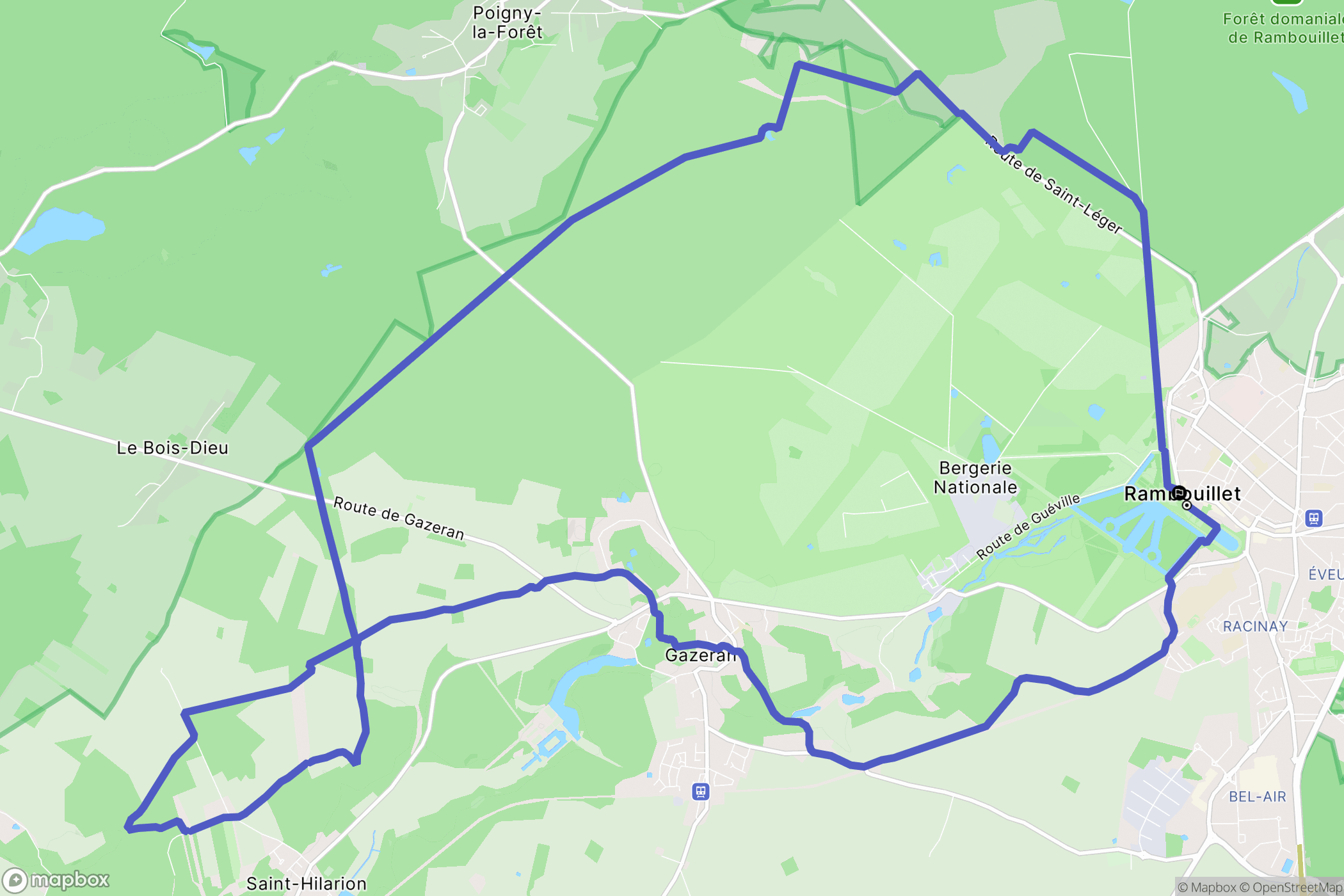 Rambouillet : carte du parcours de randonnée - France