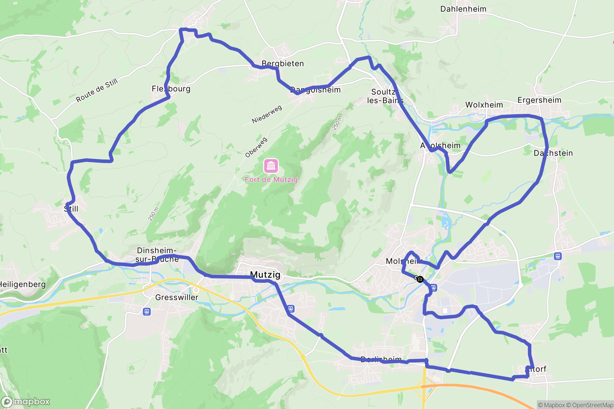 Molsheim : carte du parcours de randonnée - France