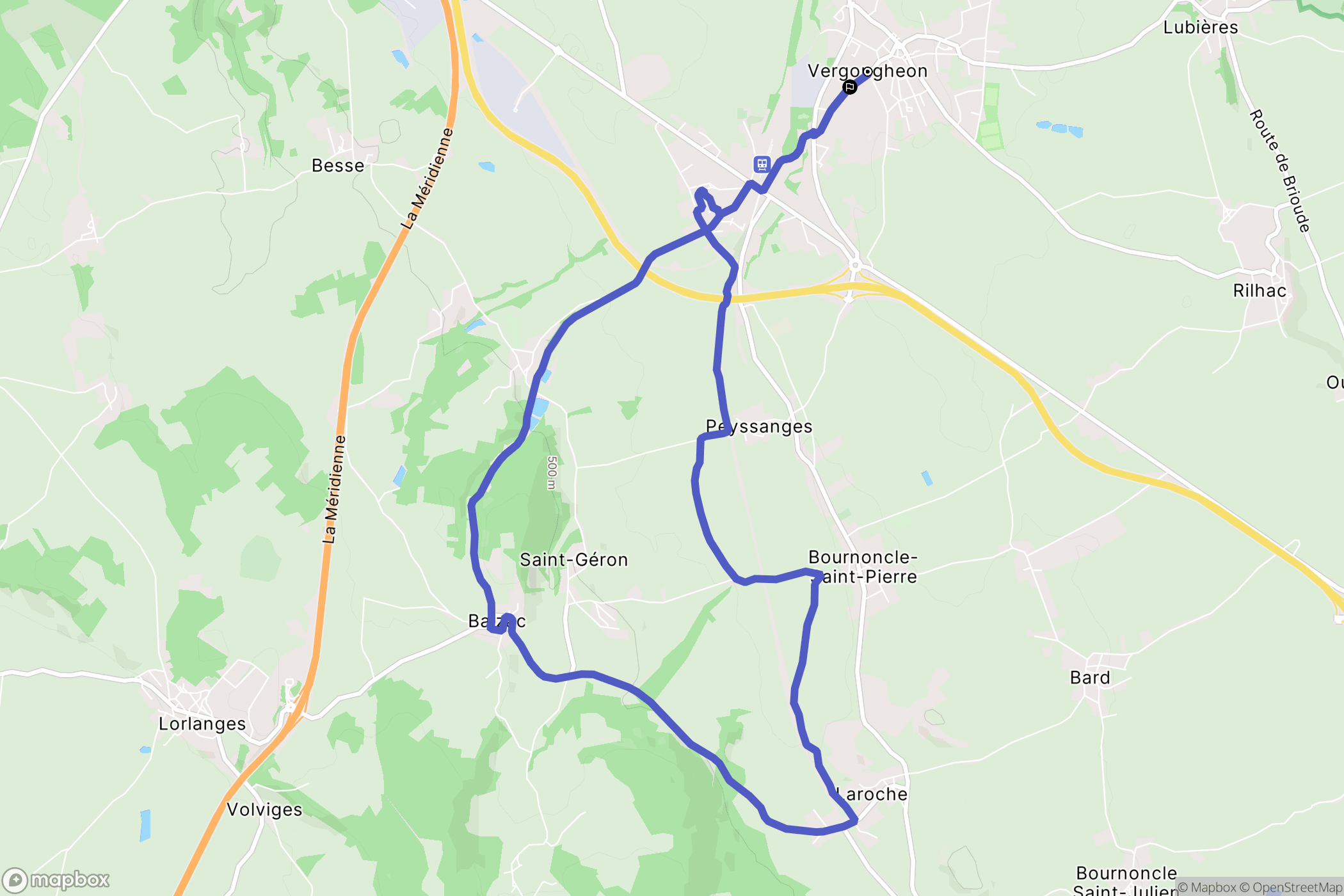 Vergongheon : carte du parcours de randonnée - France