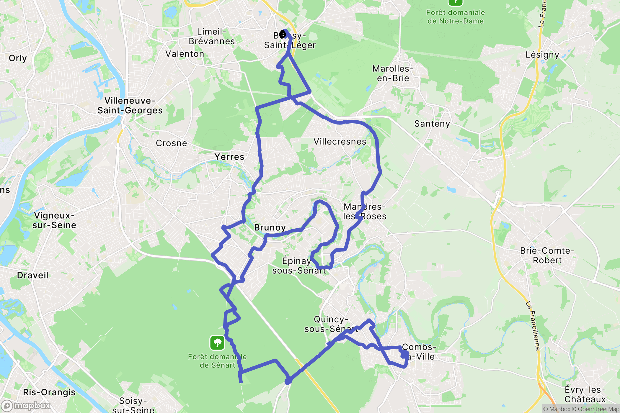 Boissy-Saint-Léger : carte du parcours de randonnée - France
