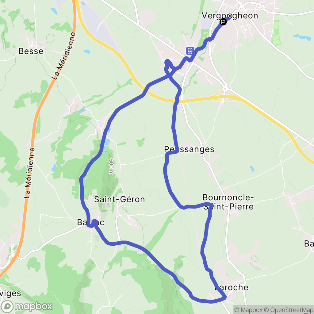 Vergongheon : carte du parcours de randonnée - France