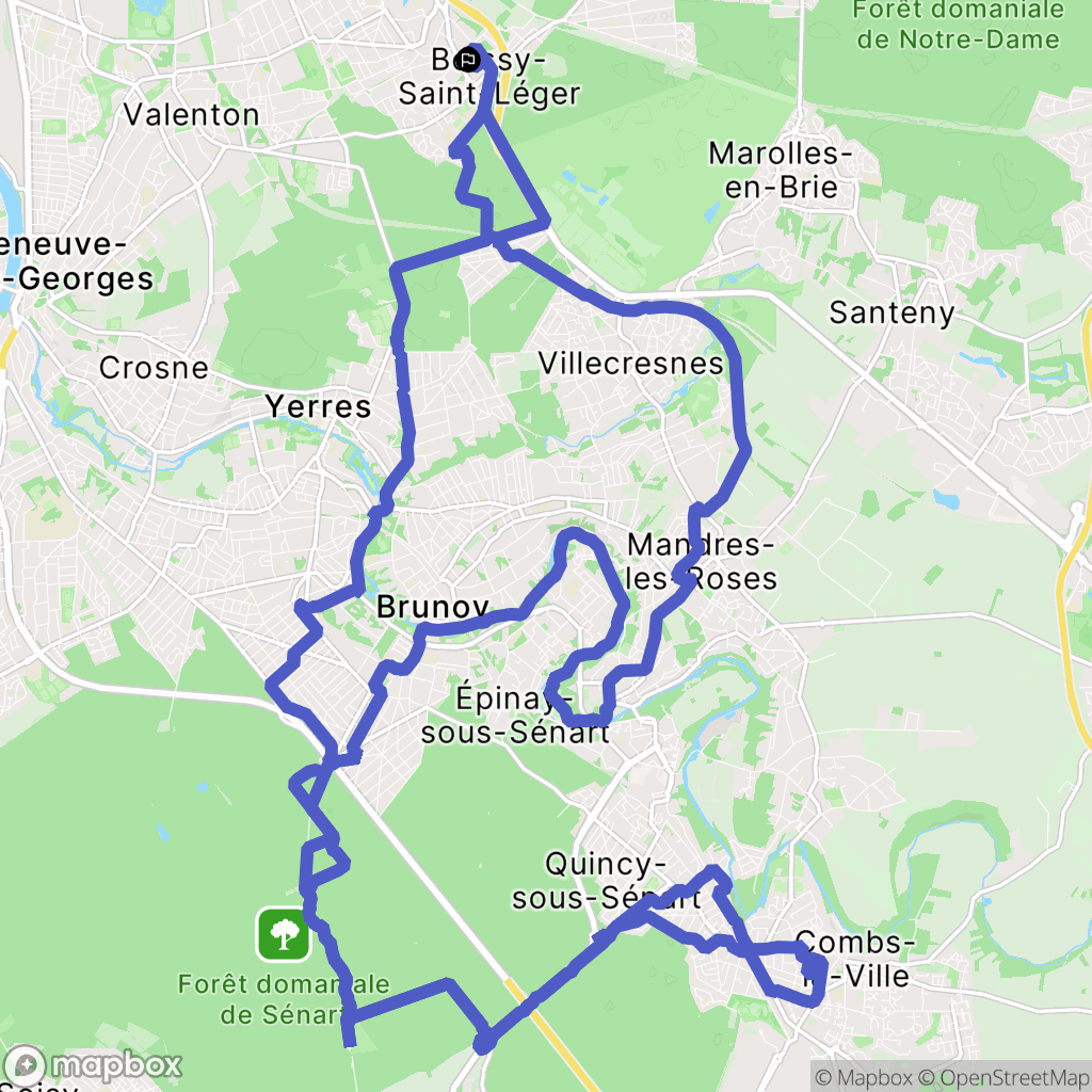 Boissy-Saint-Léger : carte du parcours de randonnée - France