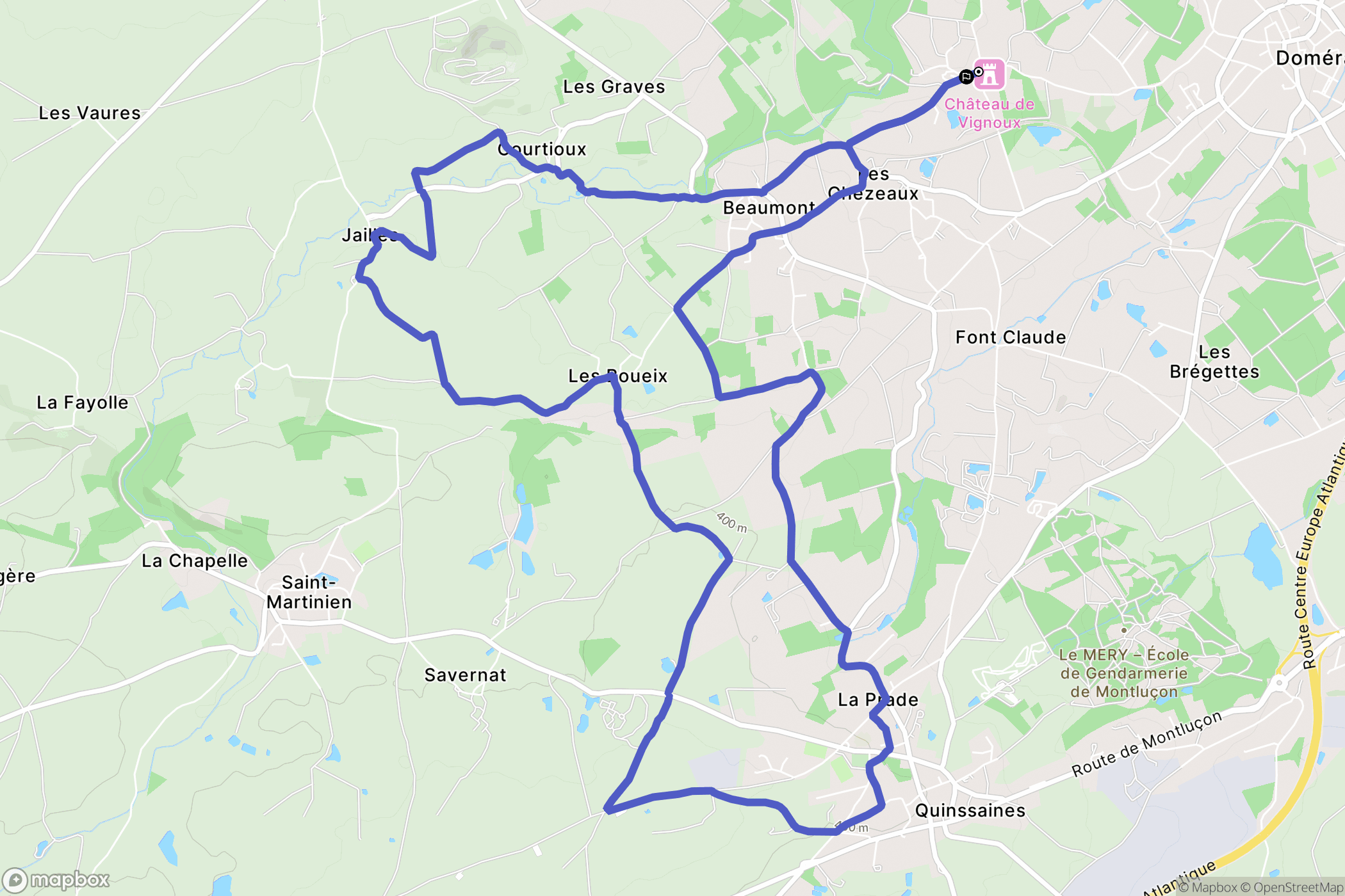Domérat : carte du parcours de randonnée - France