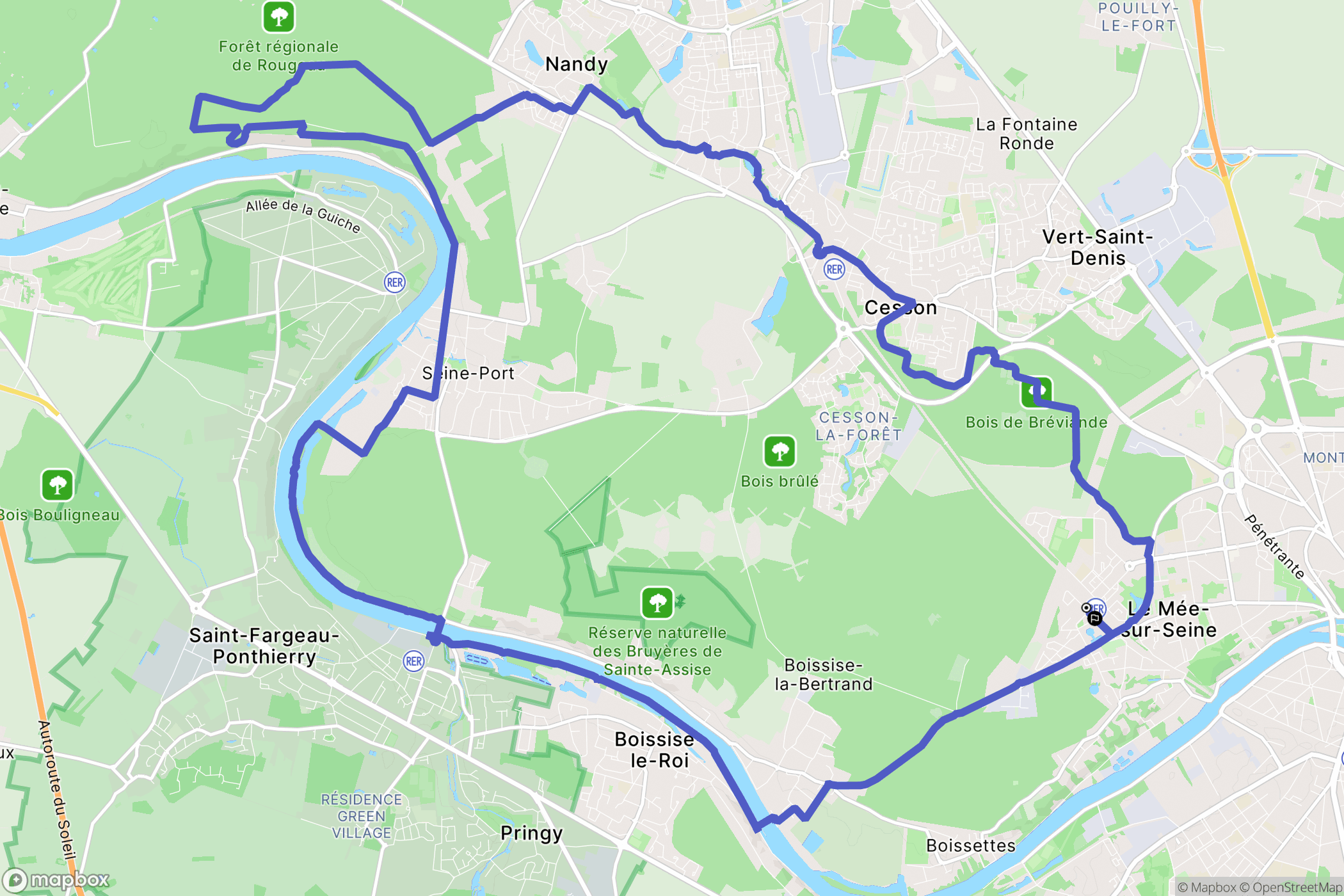 Le Mée-sur-Seine : carte du parcours de randonnée - France