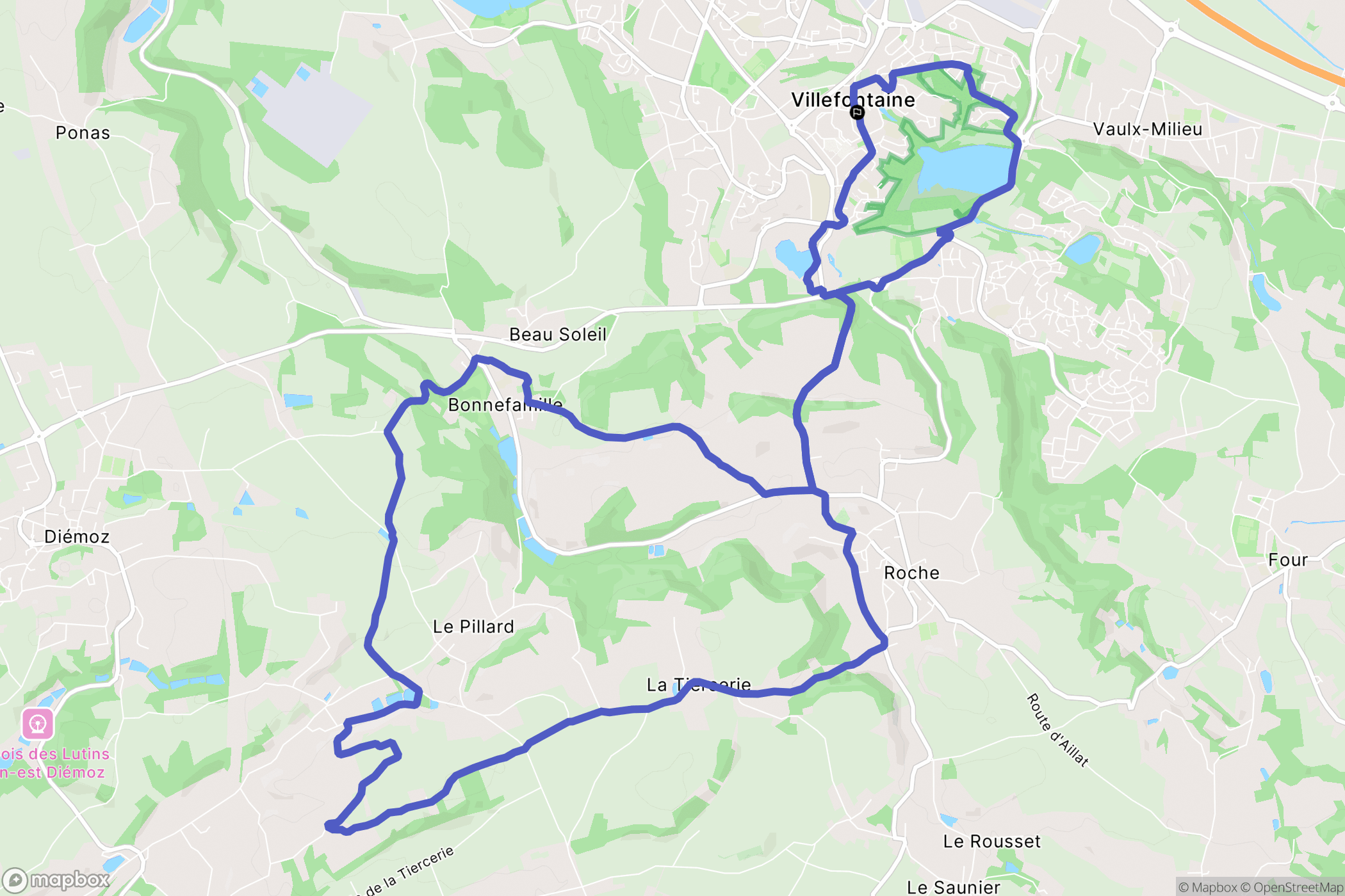 Villefontaine : carte du parcours de randonnée - France