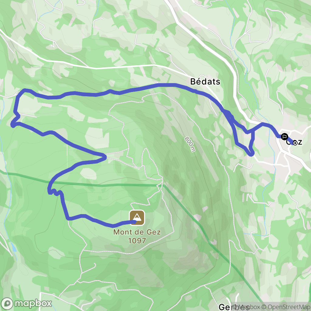 Gez : carte du parcours de randonnée - France