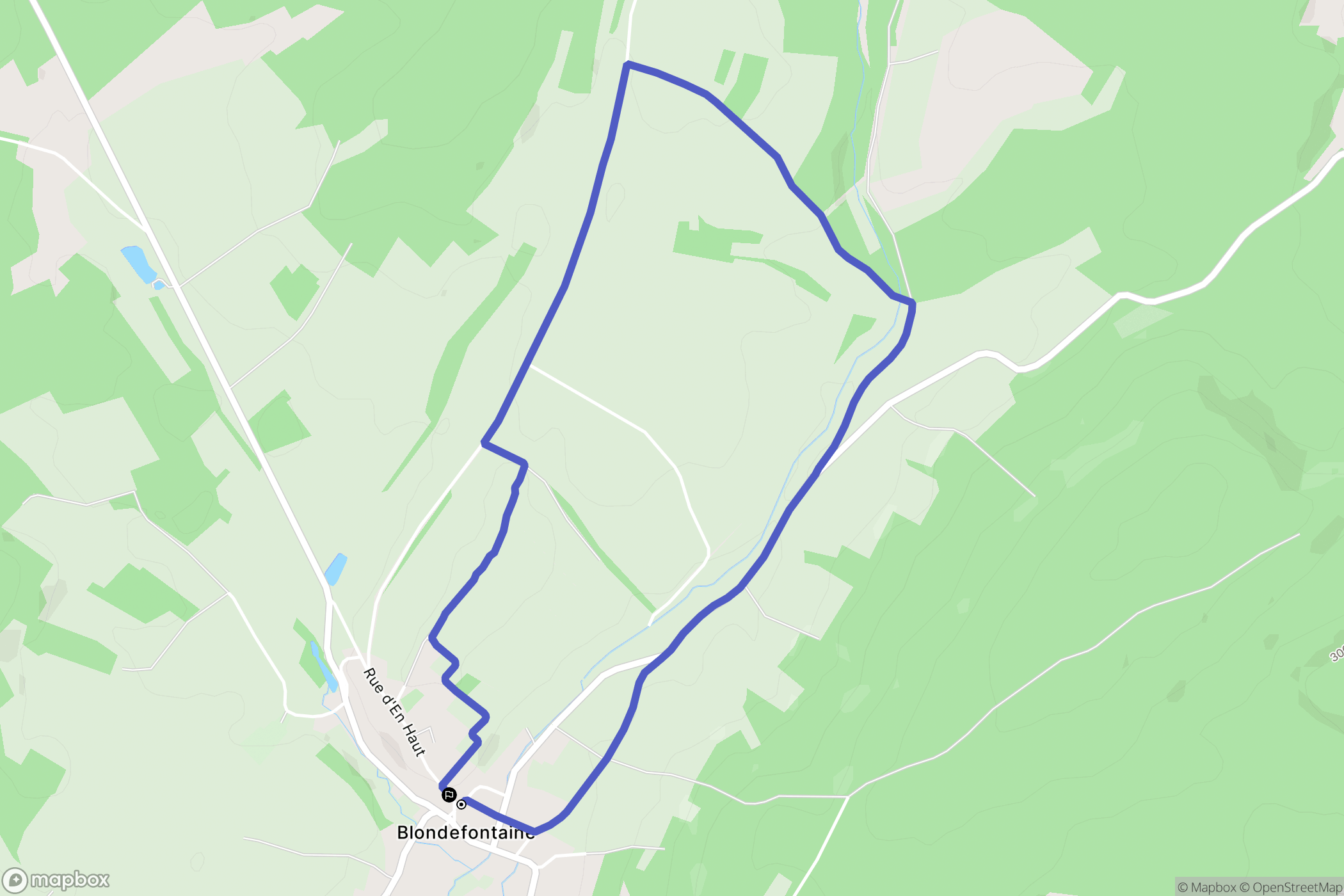 Blondefontaine : carte du parcours de randonnée - France