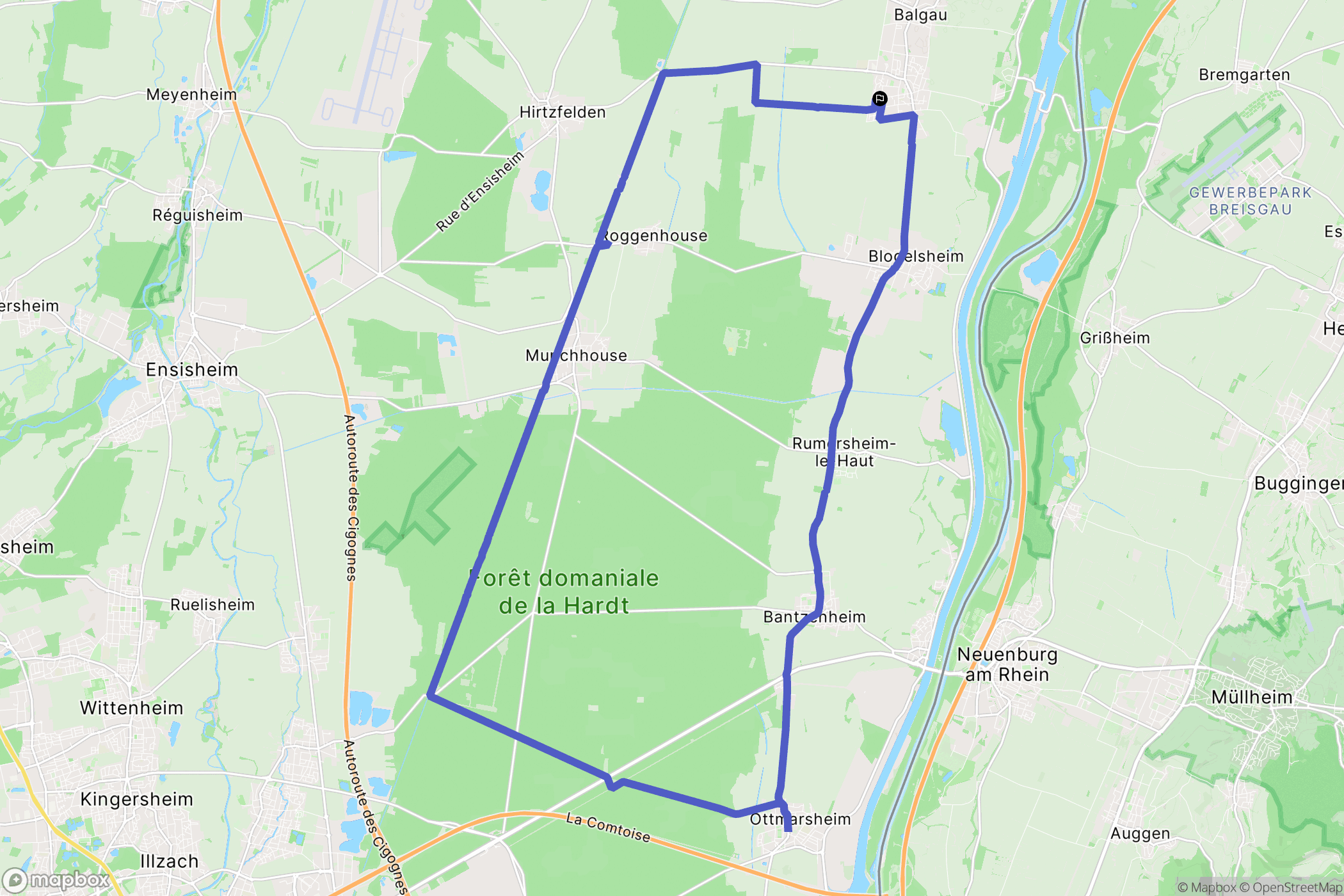 Fessenheim : carte du parcours de randonnée - France