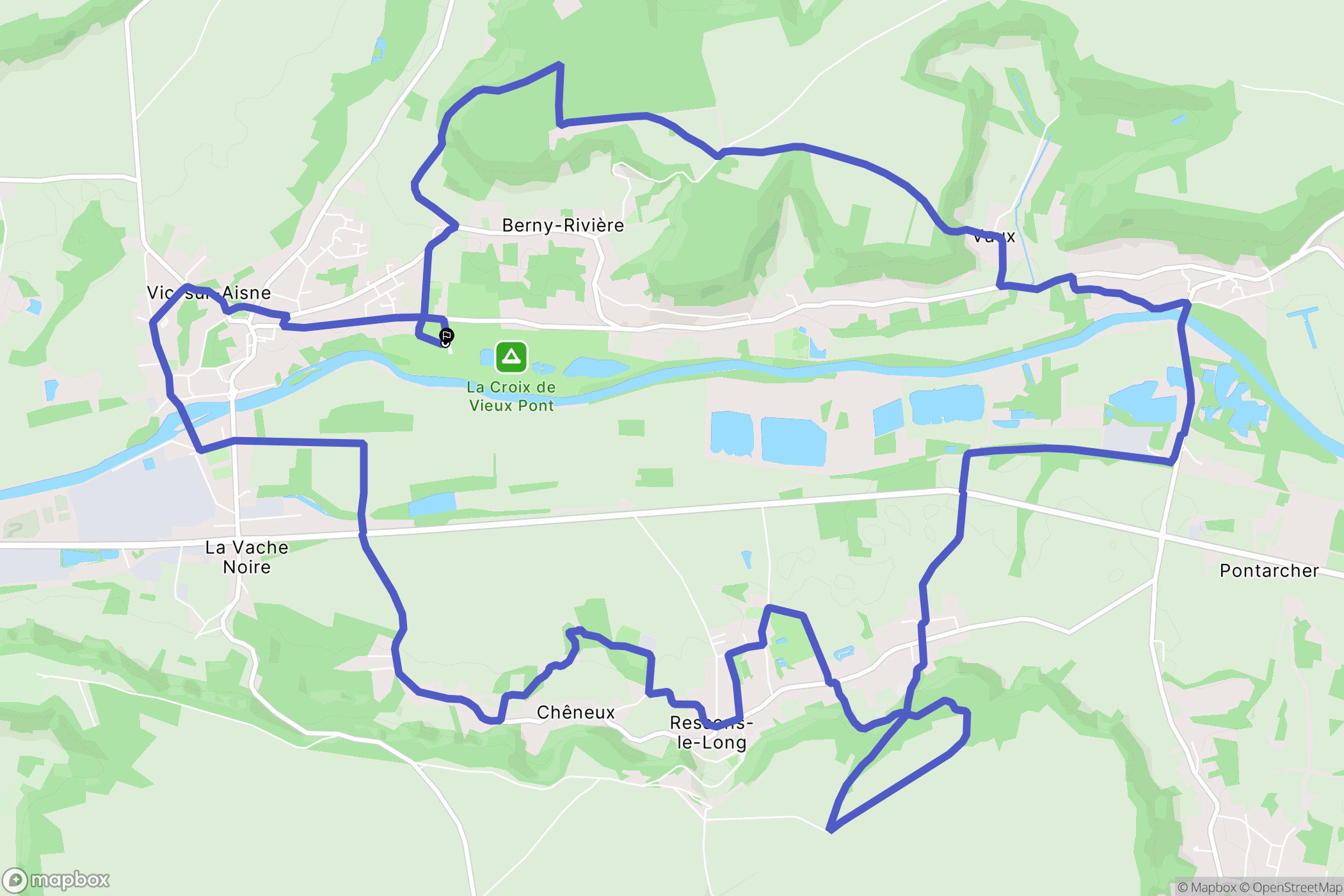 Berny-Rivière : carte du parcours de randonnée - France