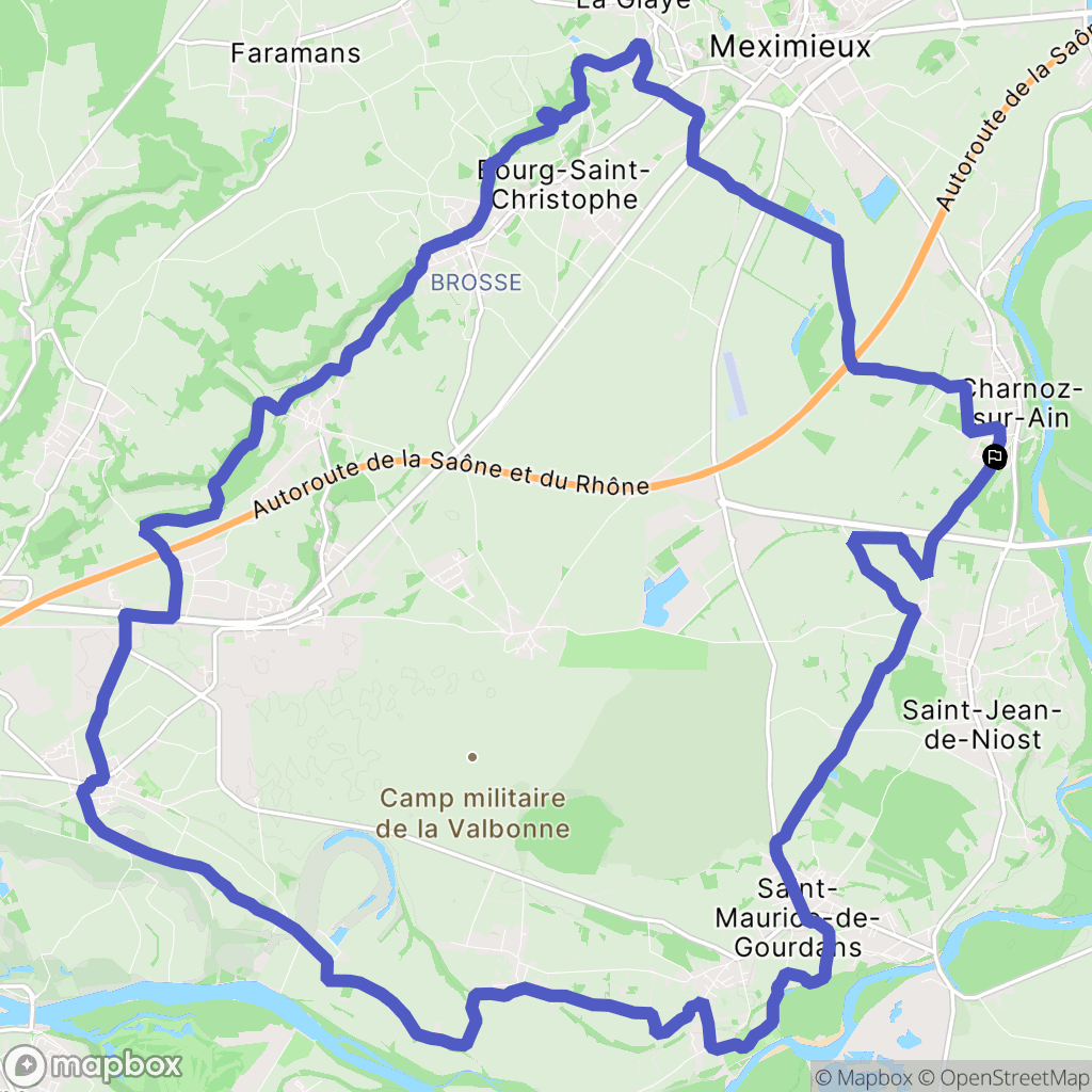 Charnoz-sur-Ain : carte du parcours de randonnée - France