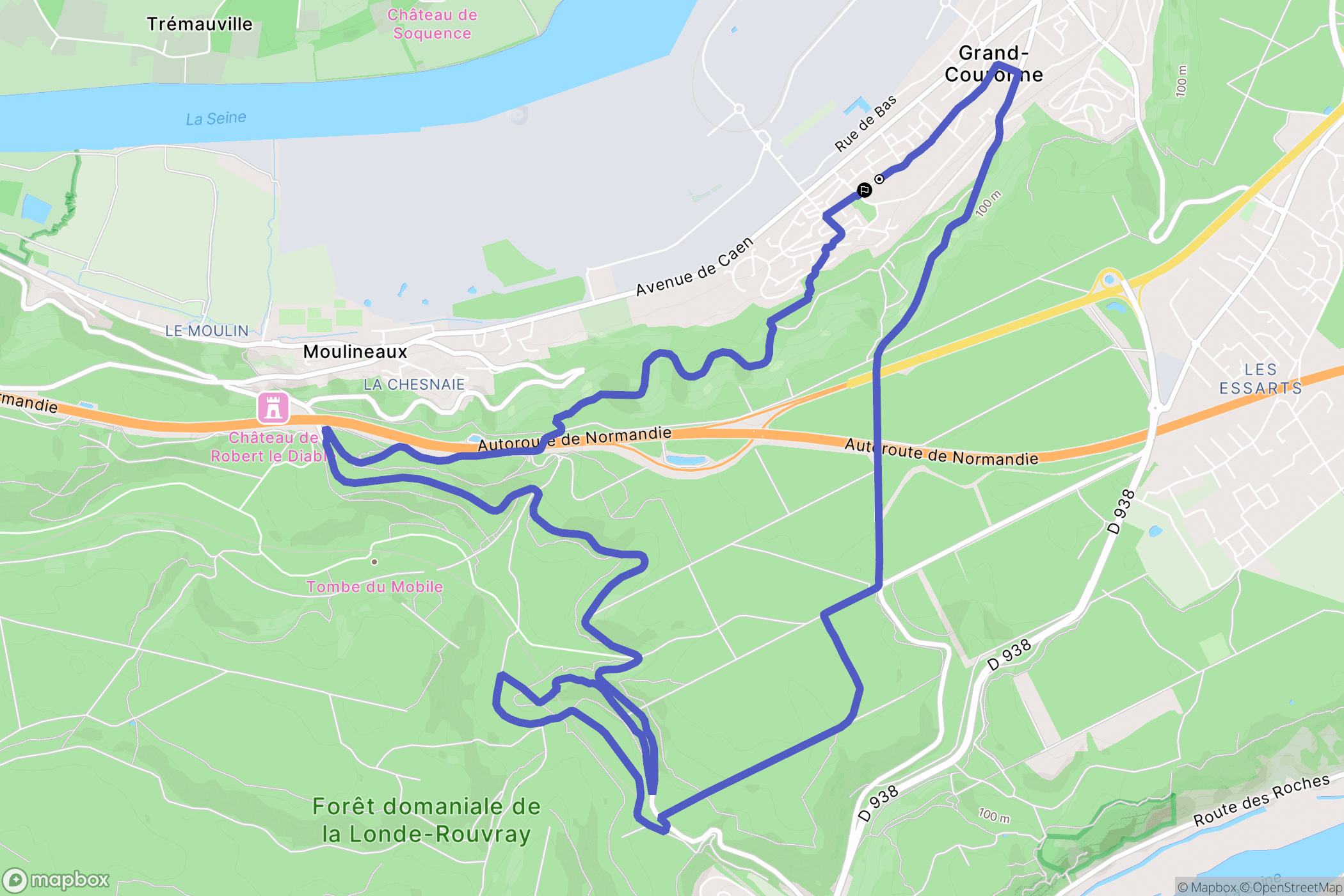 Grand-Couronne : carte du parcours de randonnée - France