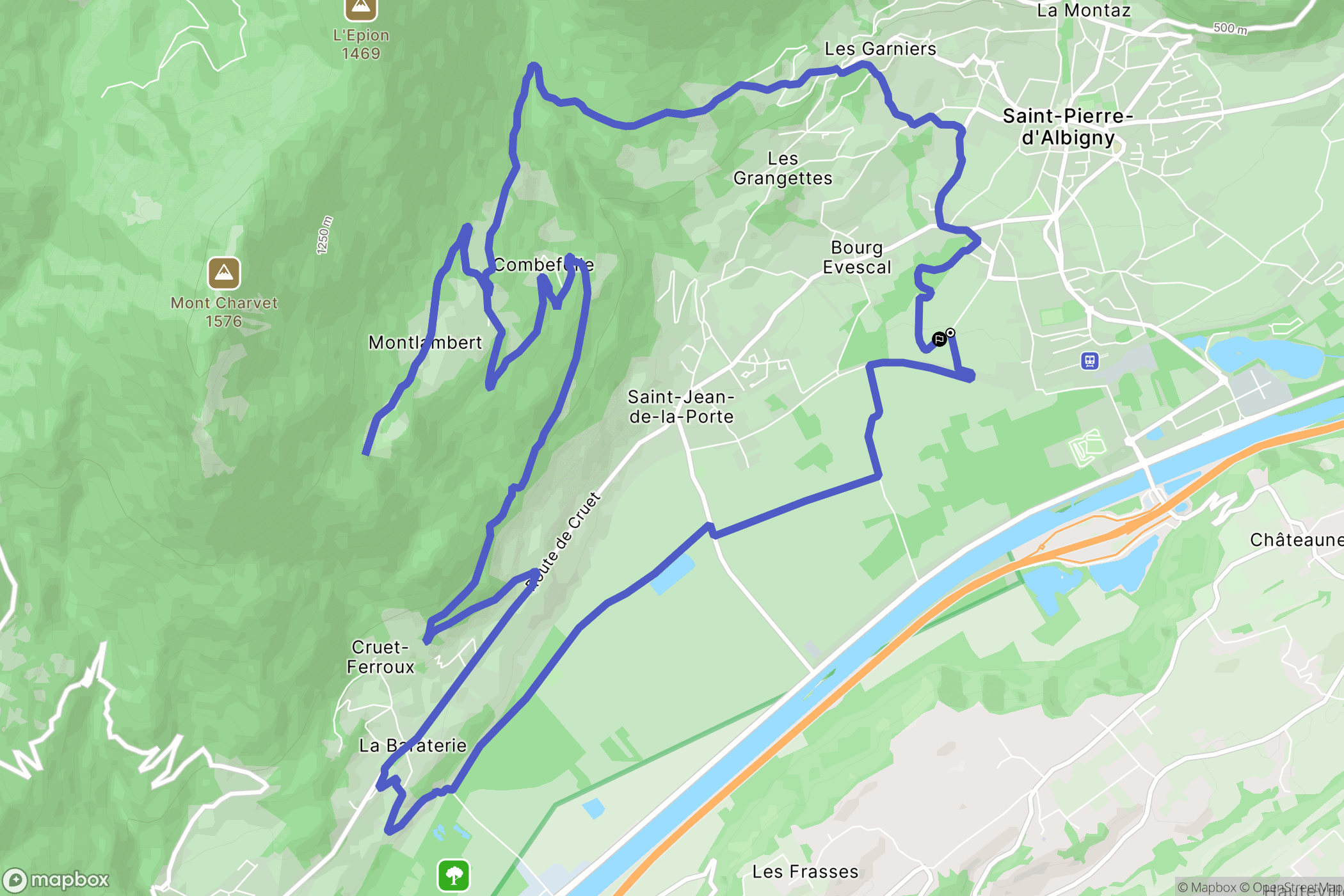 Saint-Pierre-d'Albigny : carte du parcours de randonnée - France