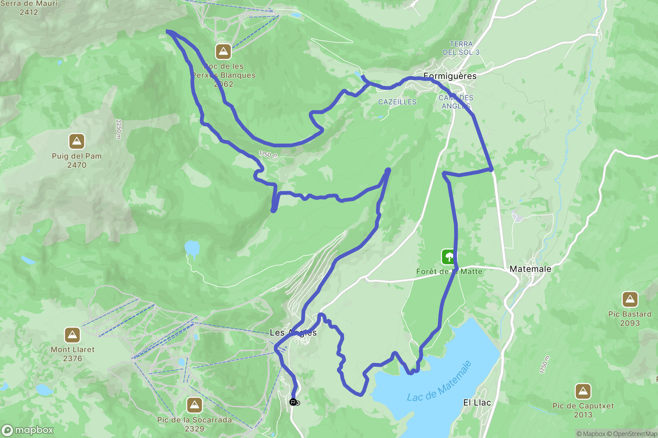 Les Angles : carte du parcours de randonnée - France