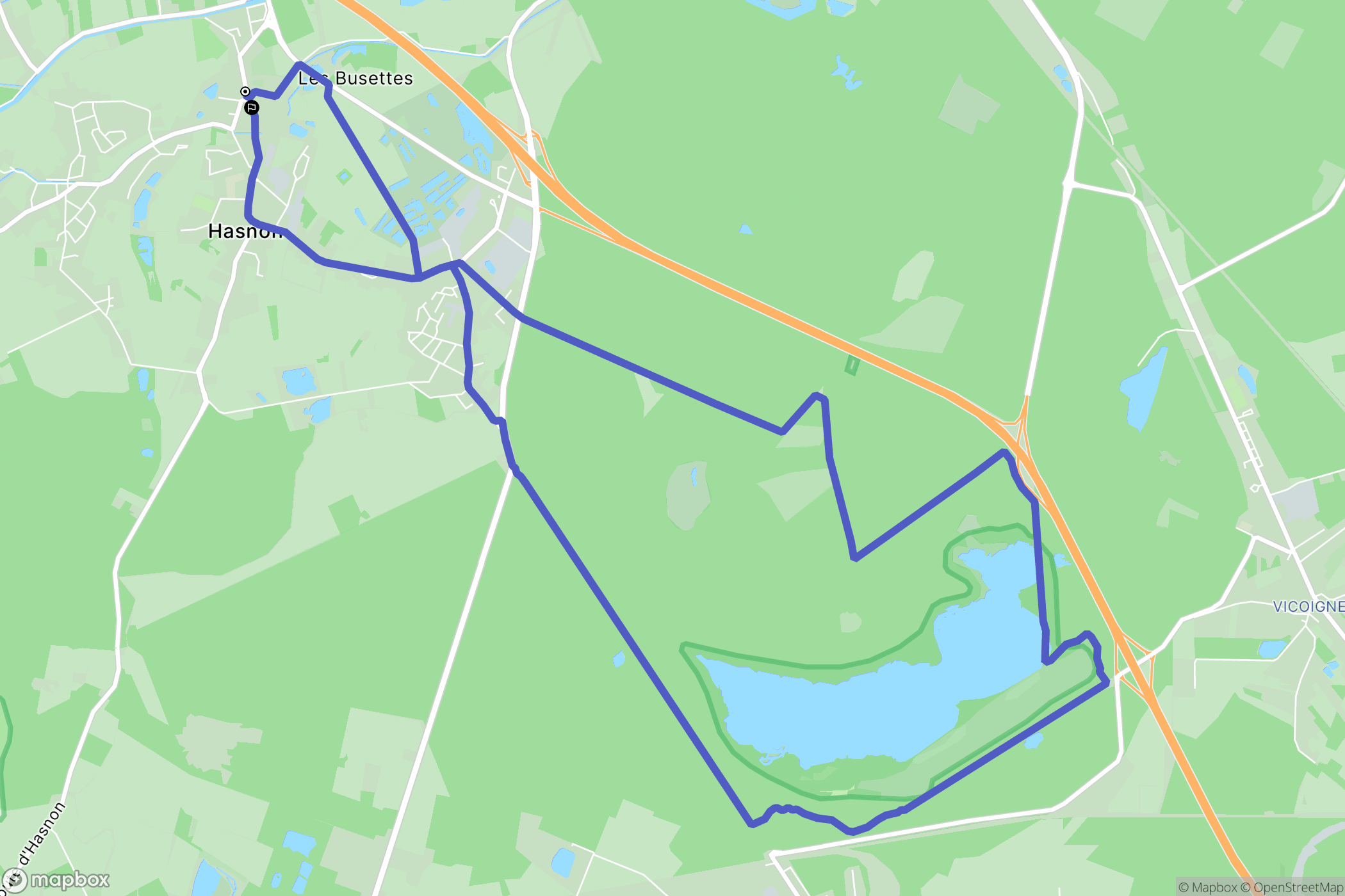 Hasnon : carte du parcours de randonnée - France