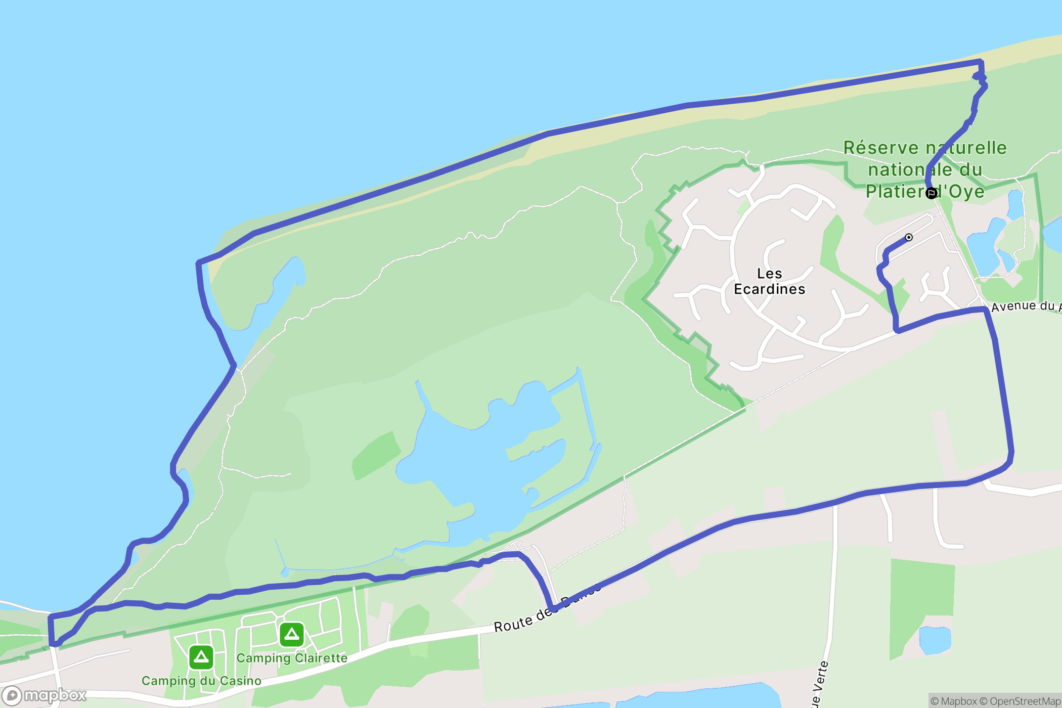Oye-Plage : carte du parcours de randonnée - France