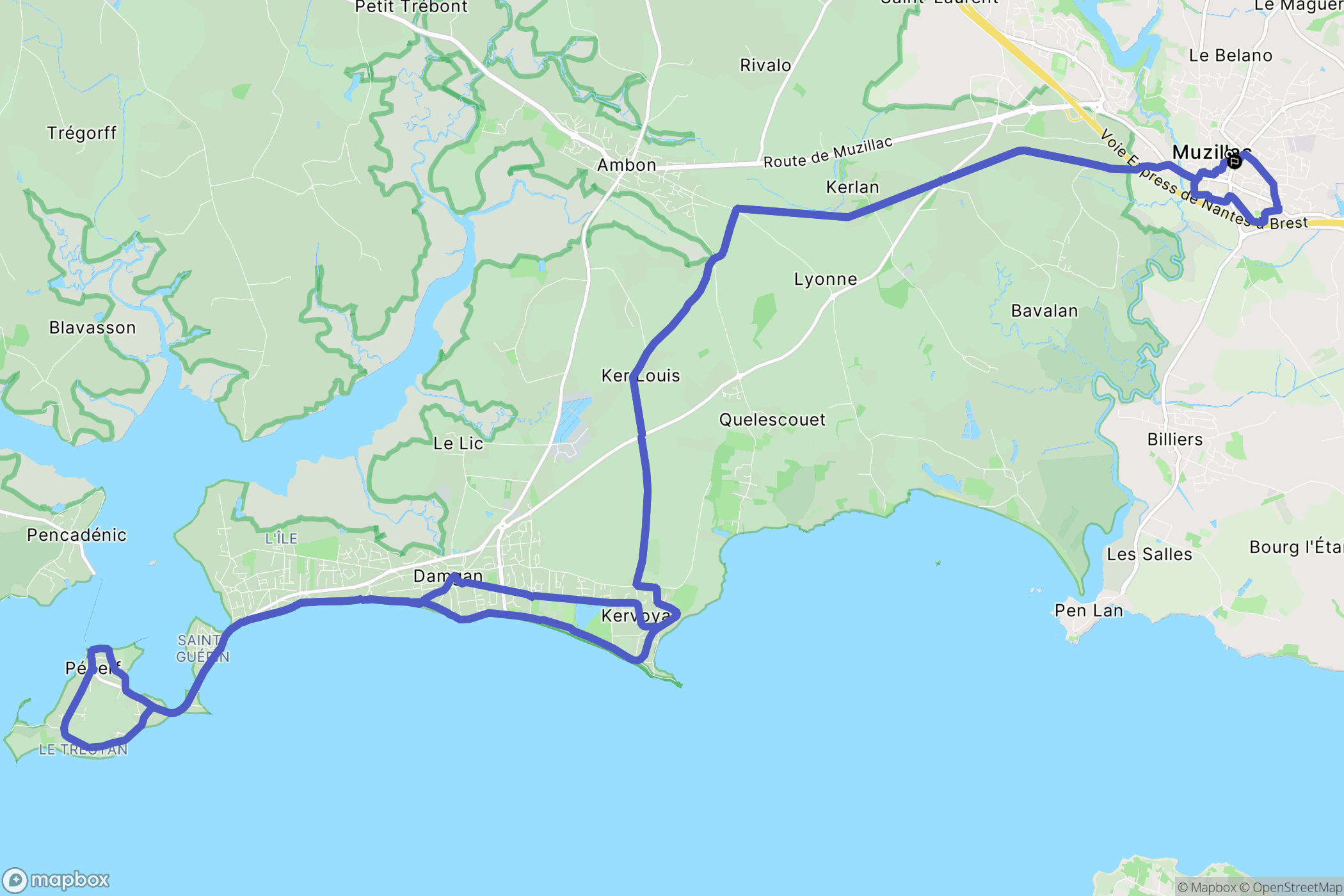 Muzillac : carte du parcours de randonnée - France