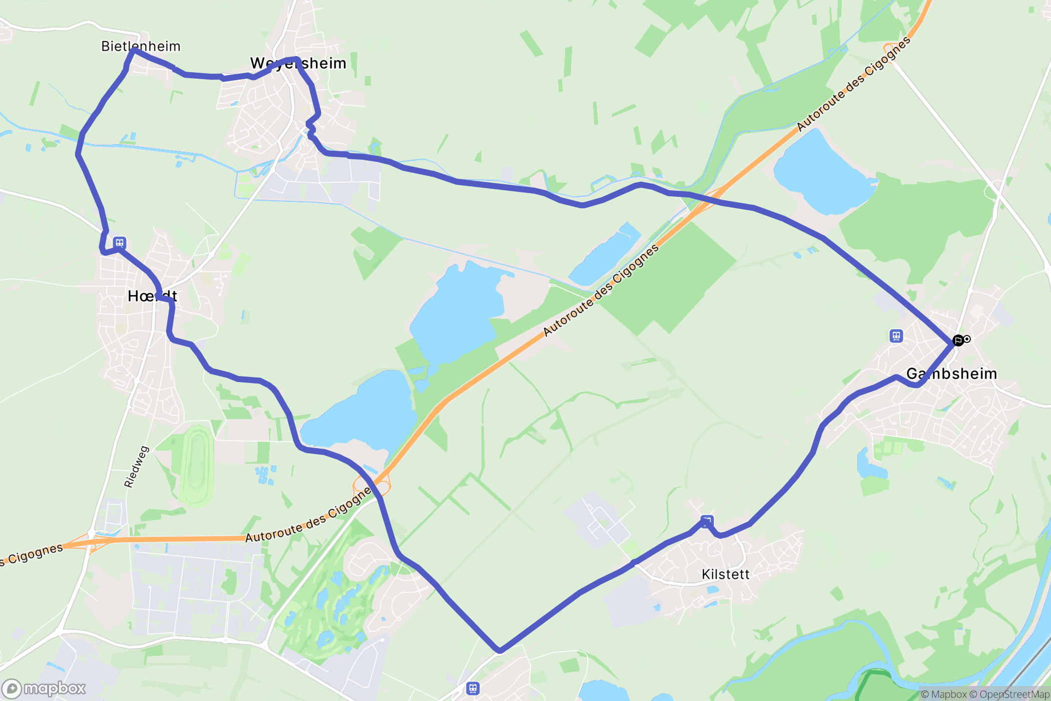 Gambsheim : carte du parcours de randonnée - France