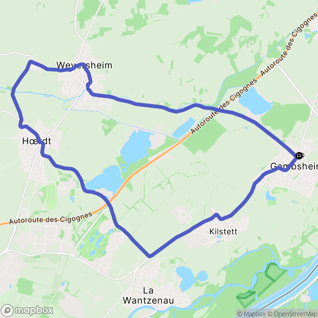Gambsheim : carte du parcours de randonnée - France