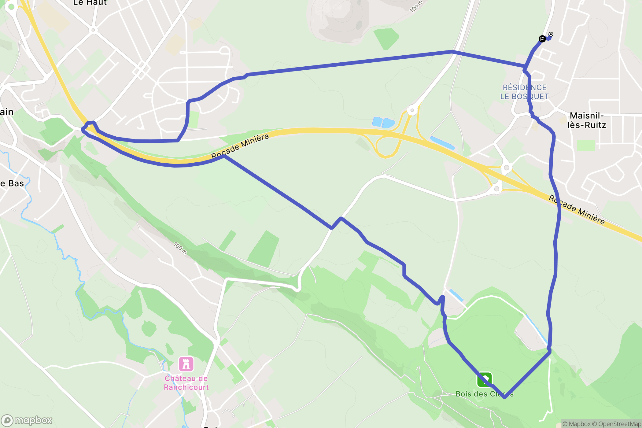 Ruitz : carte du parcours de randonnée - France