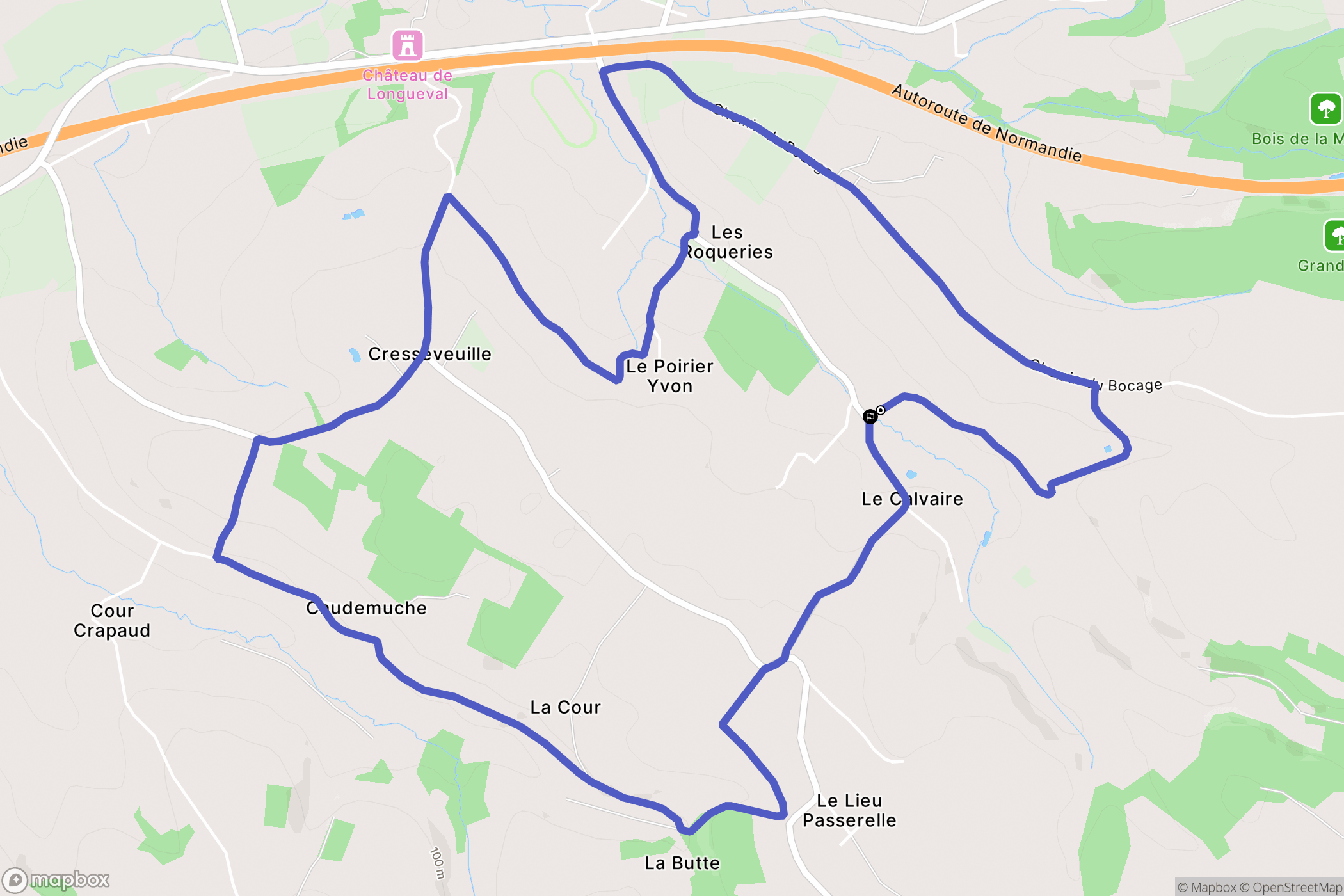 Cresseveuille : carte du parcours de randonnée - France