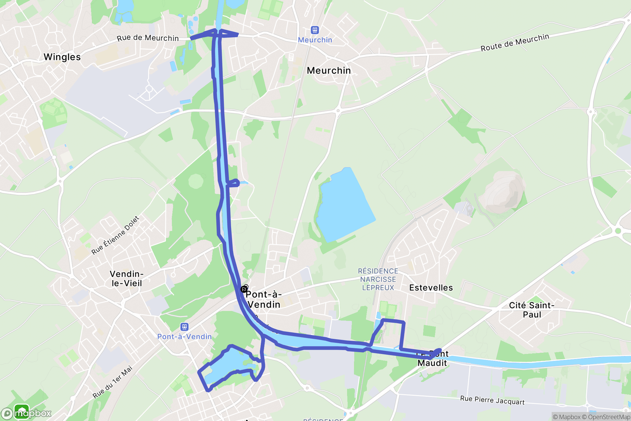 Pont-à-Vendin : carte du parcours de randonnée - France