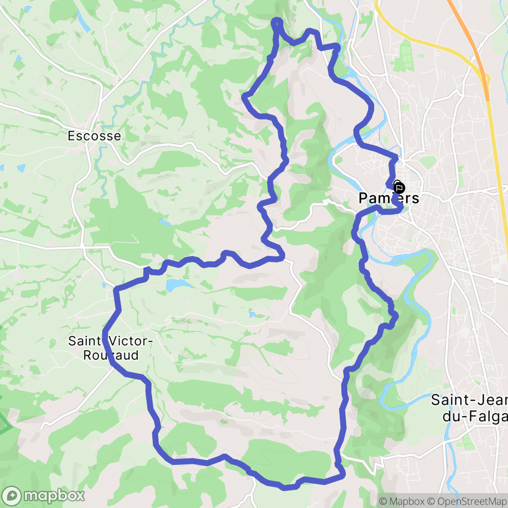 Pamiers : carte du parcours de randonnée - France