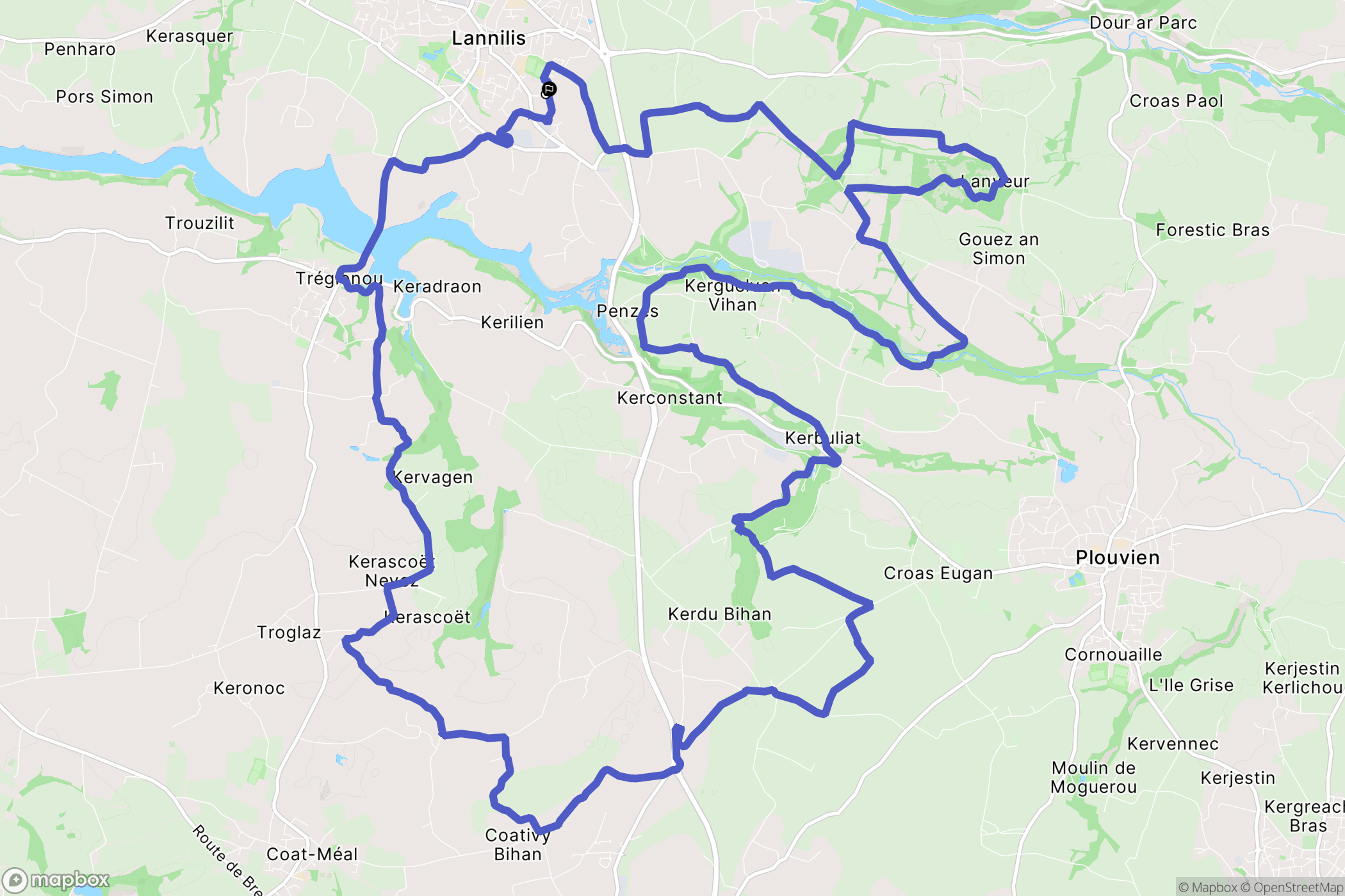 Lannilis : carte du parcours de randonnée - France