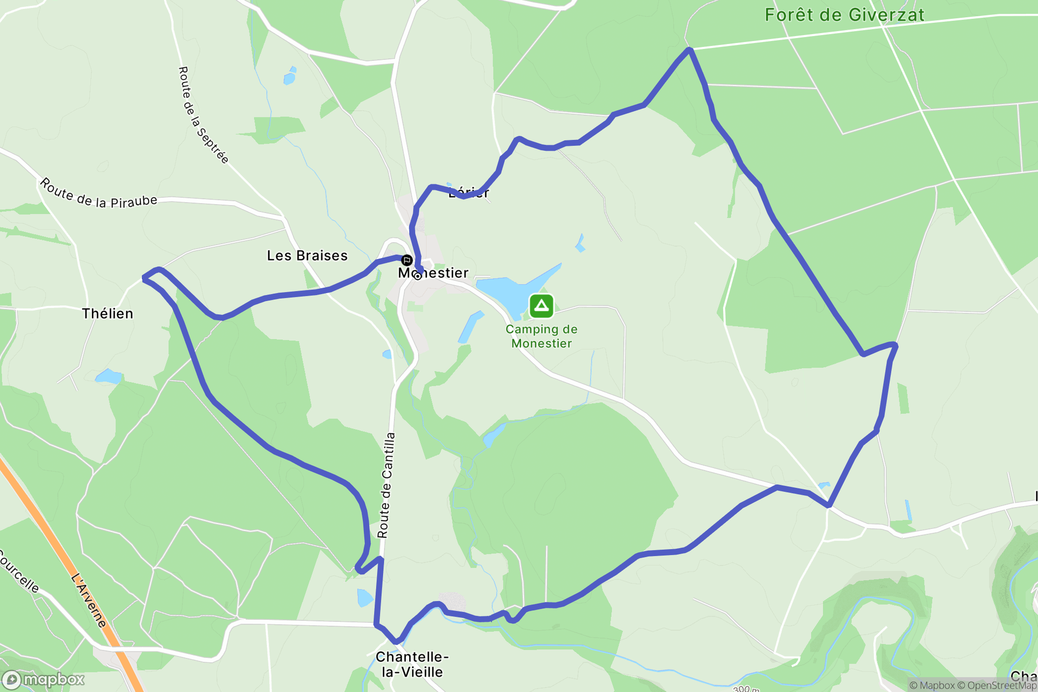 Monestier : carte du parcours de randonnée - France