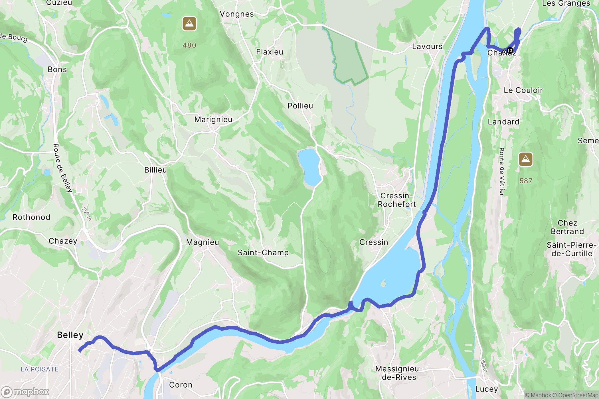 Chanaz : carte du parcours de randonnée - France