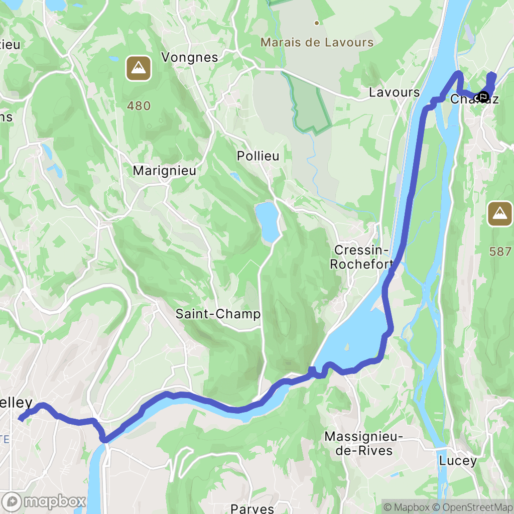 Chanaz : carte du parcours de randonnée - France
