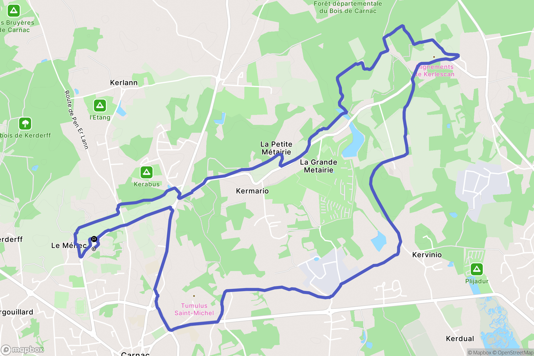 Carnac : carte du parcours de randonnée - France