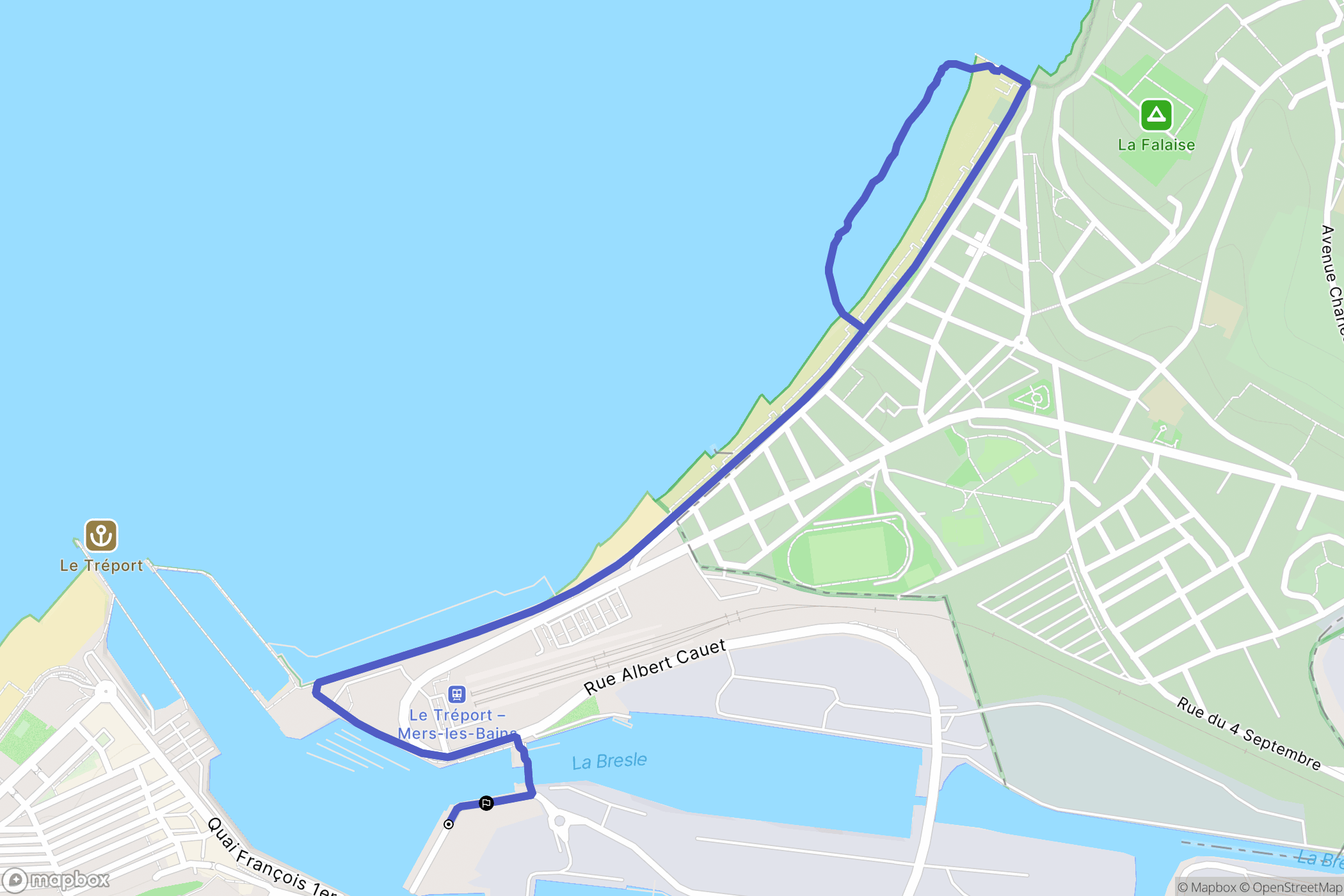 Le Tréport : carte du parcours de randonnée - France