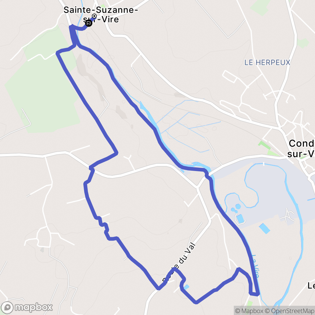 Sainte-Suzanne-sur-Vire : carte du parcours de randonnée - France