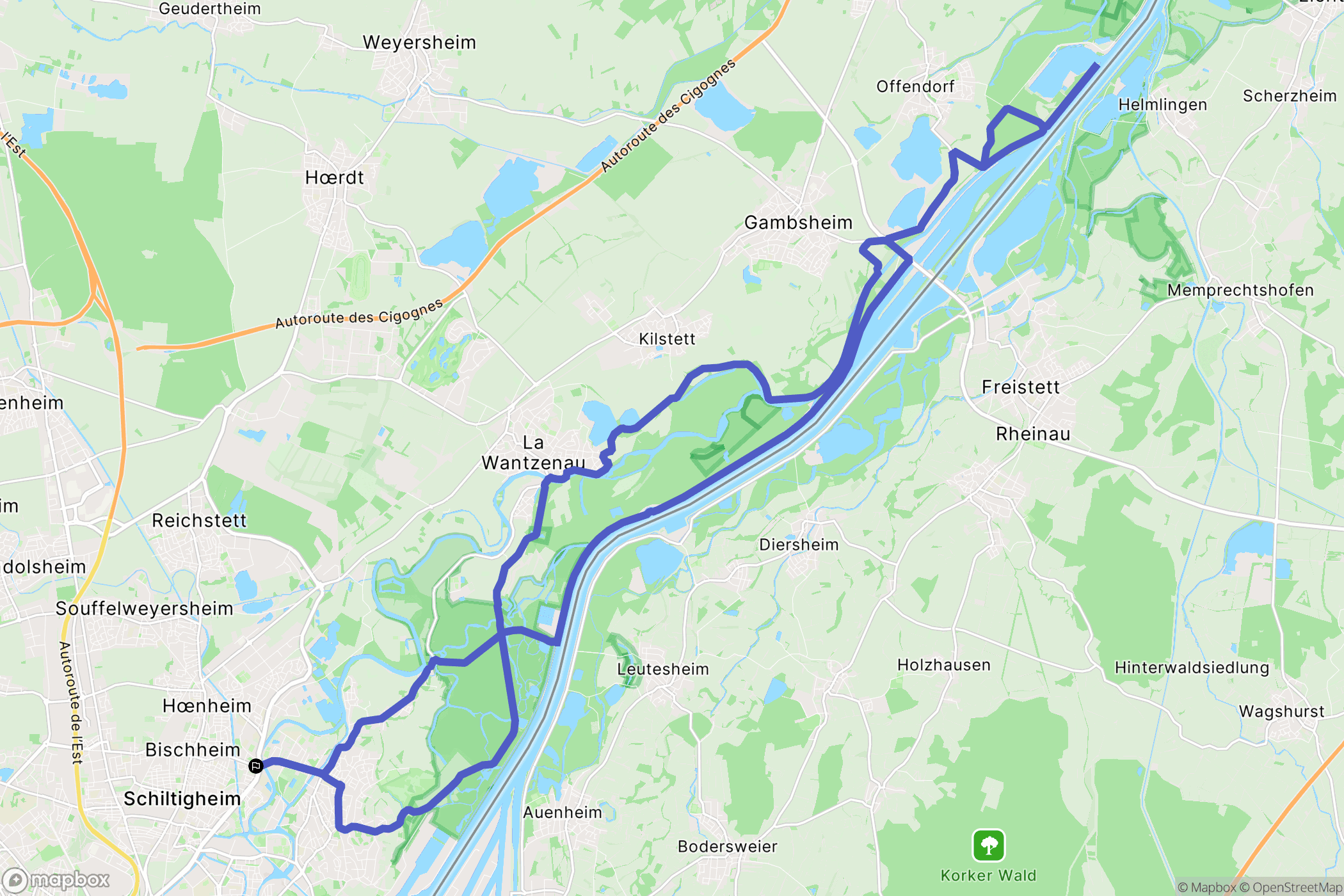 Bischheim : carte du parcours de randonnée - France