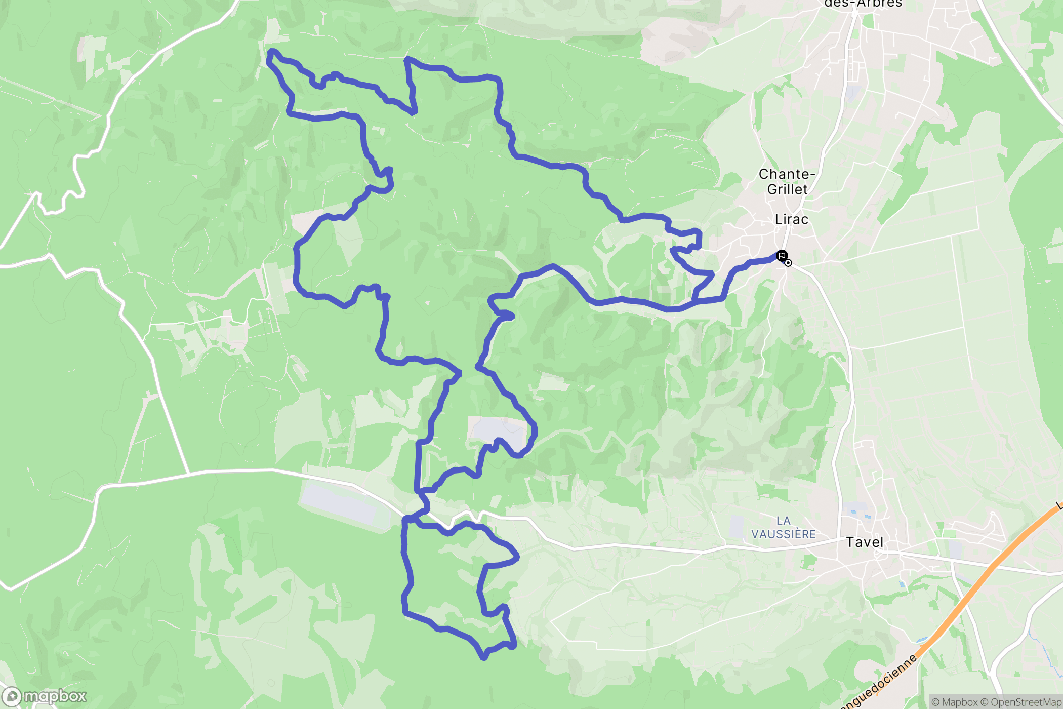 Lirac : carte du parcours de randonnée - France