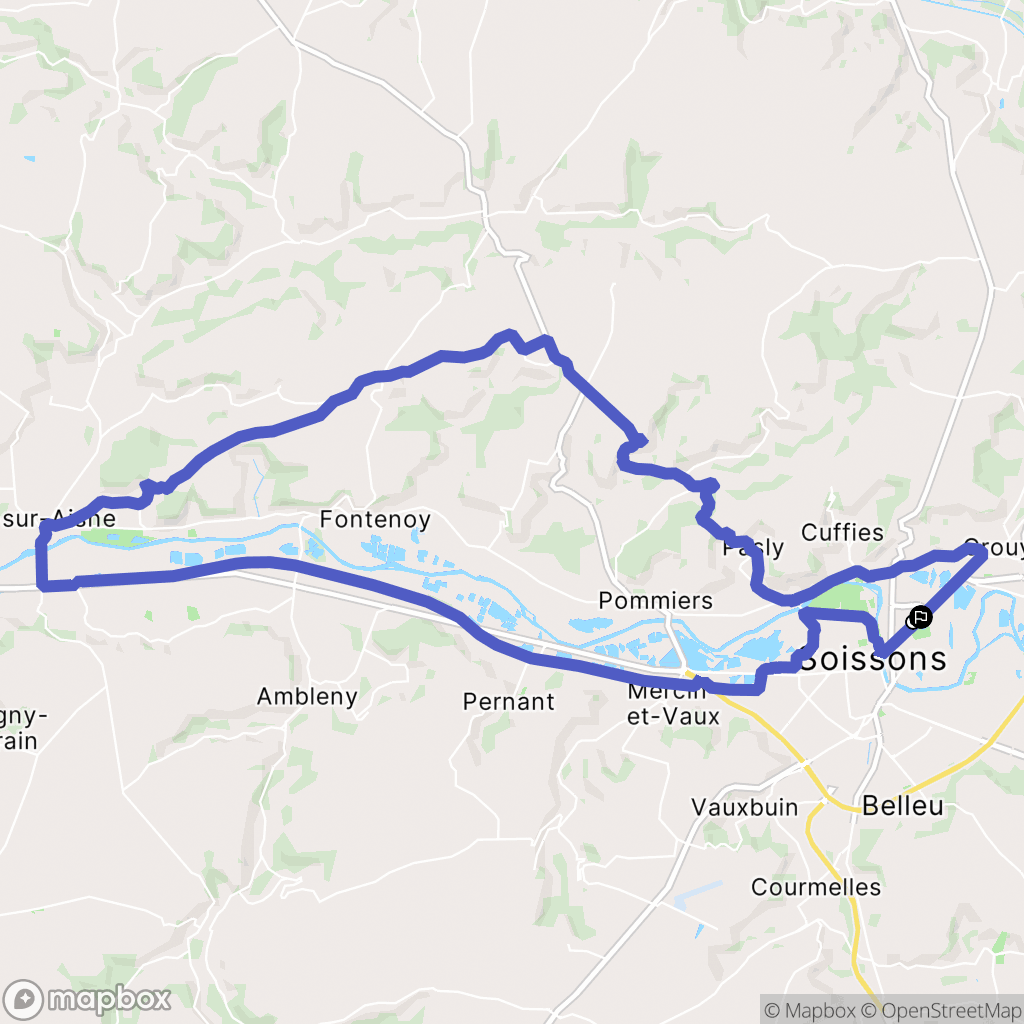 Soissons : carte du parcours de randonnée - France