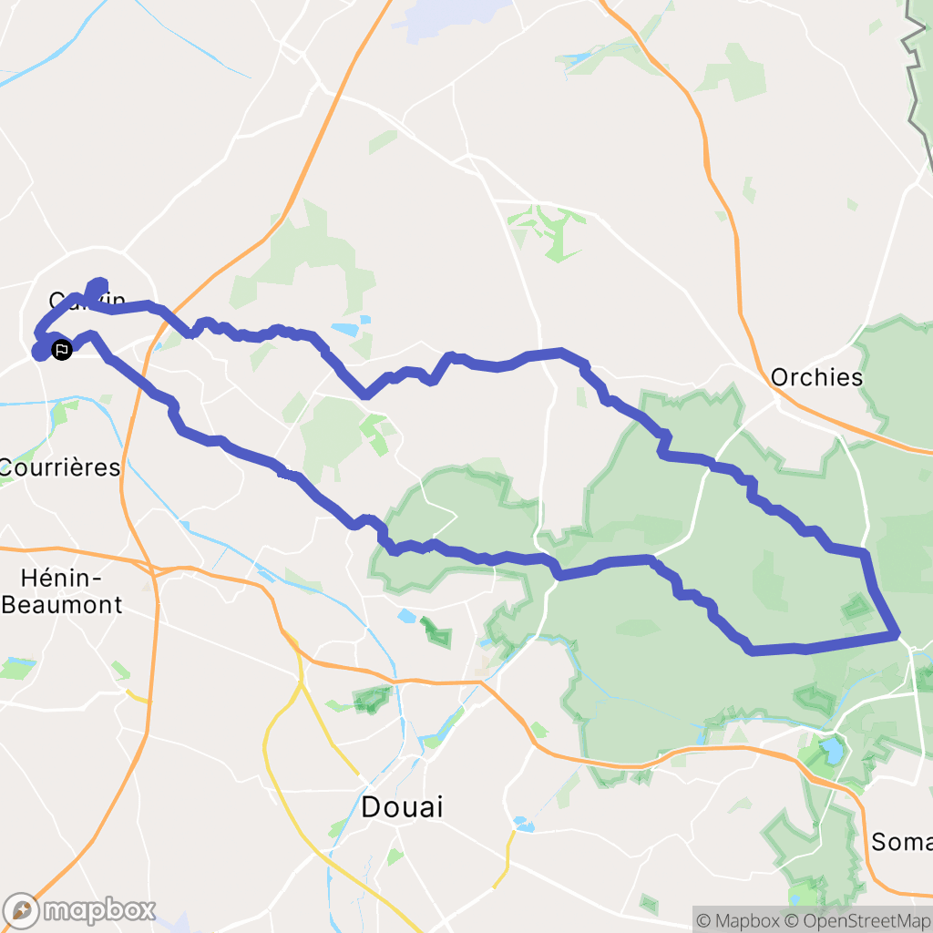 Carvin : carte du parcours de randonnée - France